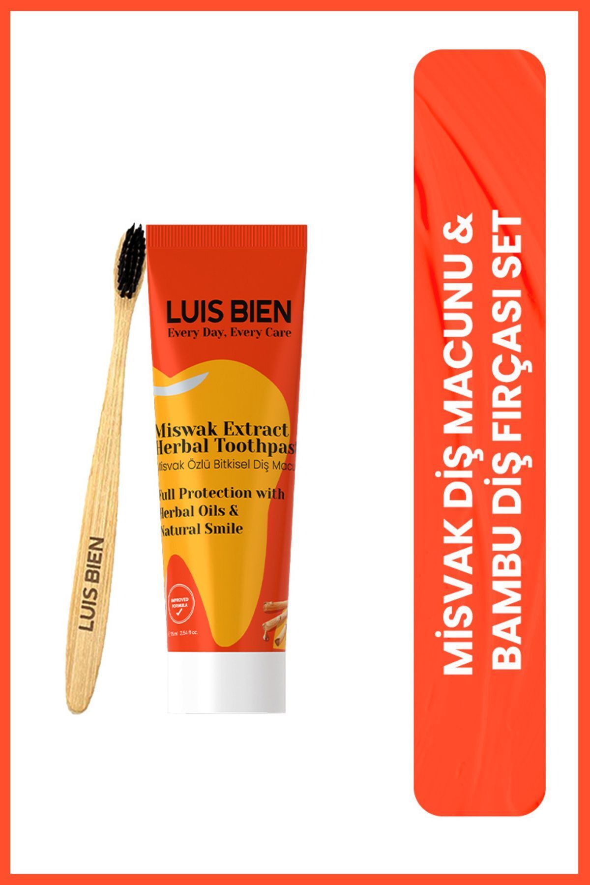 محصولات سفیدکننده دندان خمیردندان MISWAK و مجموعه مسواک بامبو | طبیعی سالم 50ML سفید کننده Luis Bien