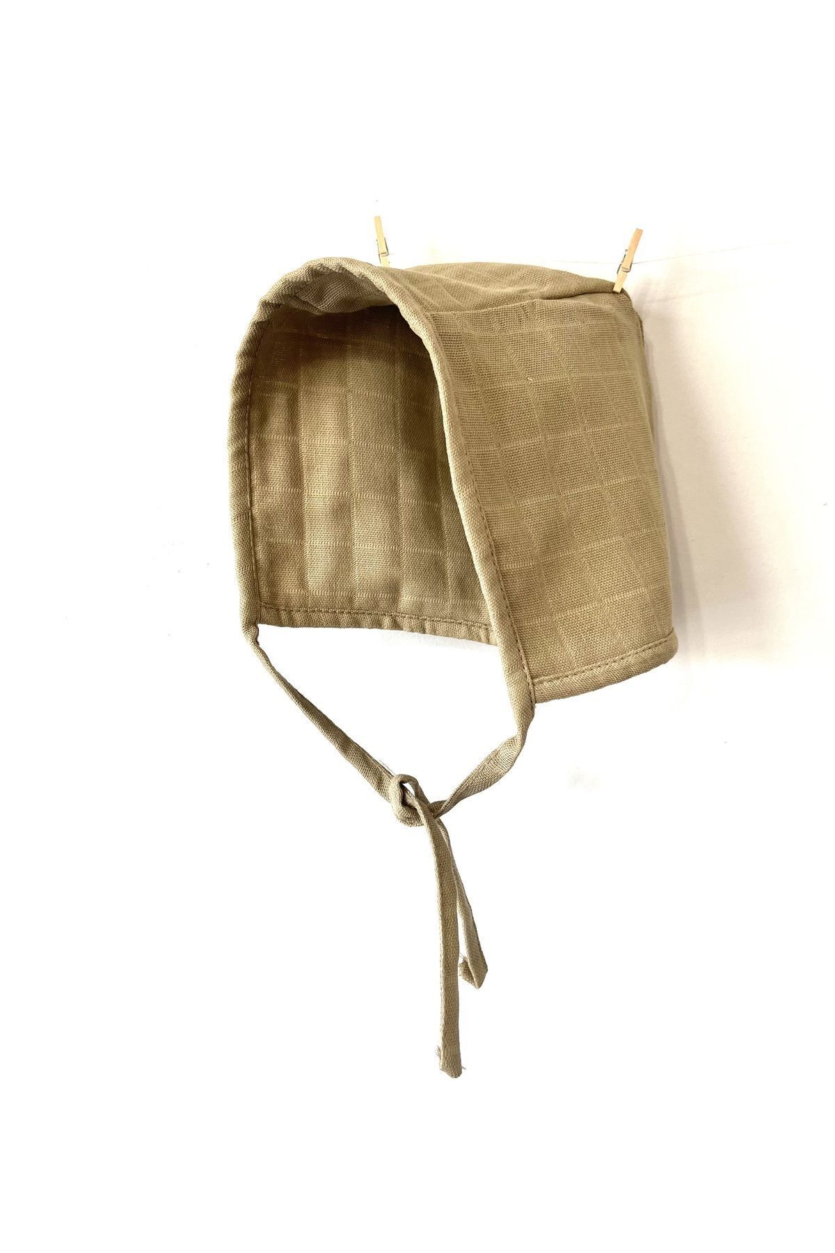 runbaby Tek Kat Müslin Çift Taraflı Bebek Bonnet Şapka (3-9 AY) - Toprak fotoğrafı 4 (önizleme)