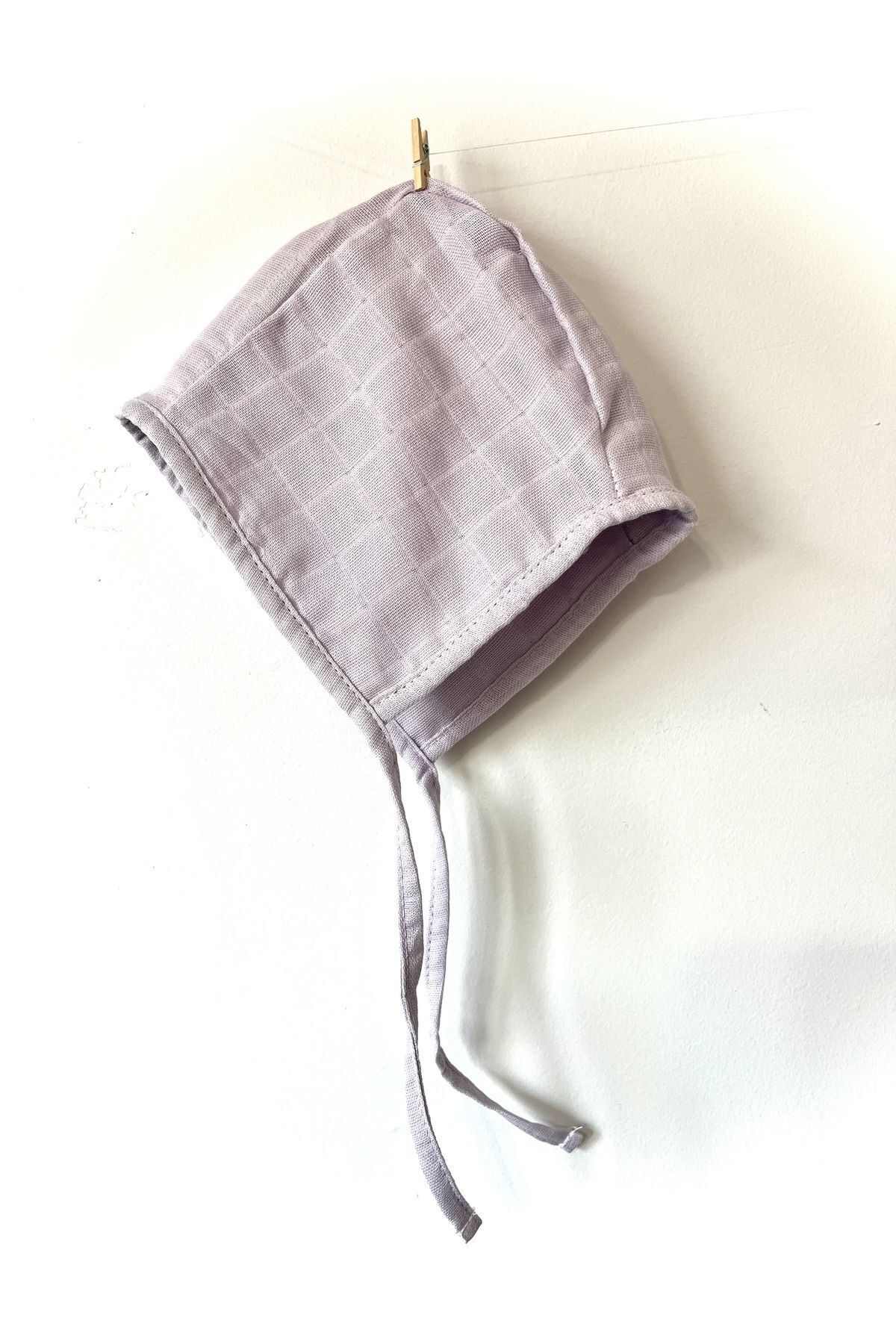 runbaby Tek Kat Müslin Çift Taraflı Bebek Bonnet Şapka (3-9 AY) - Lila fotoğrafı 5 (önizleme)
