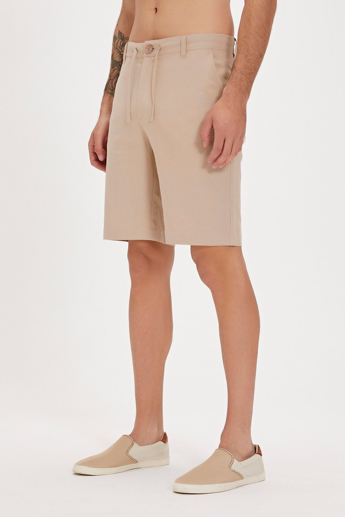 Bad Bear-Lyne Beige Men's Shorts - Side Pocket 4