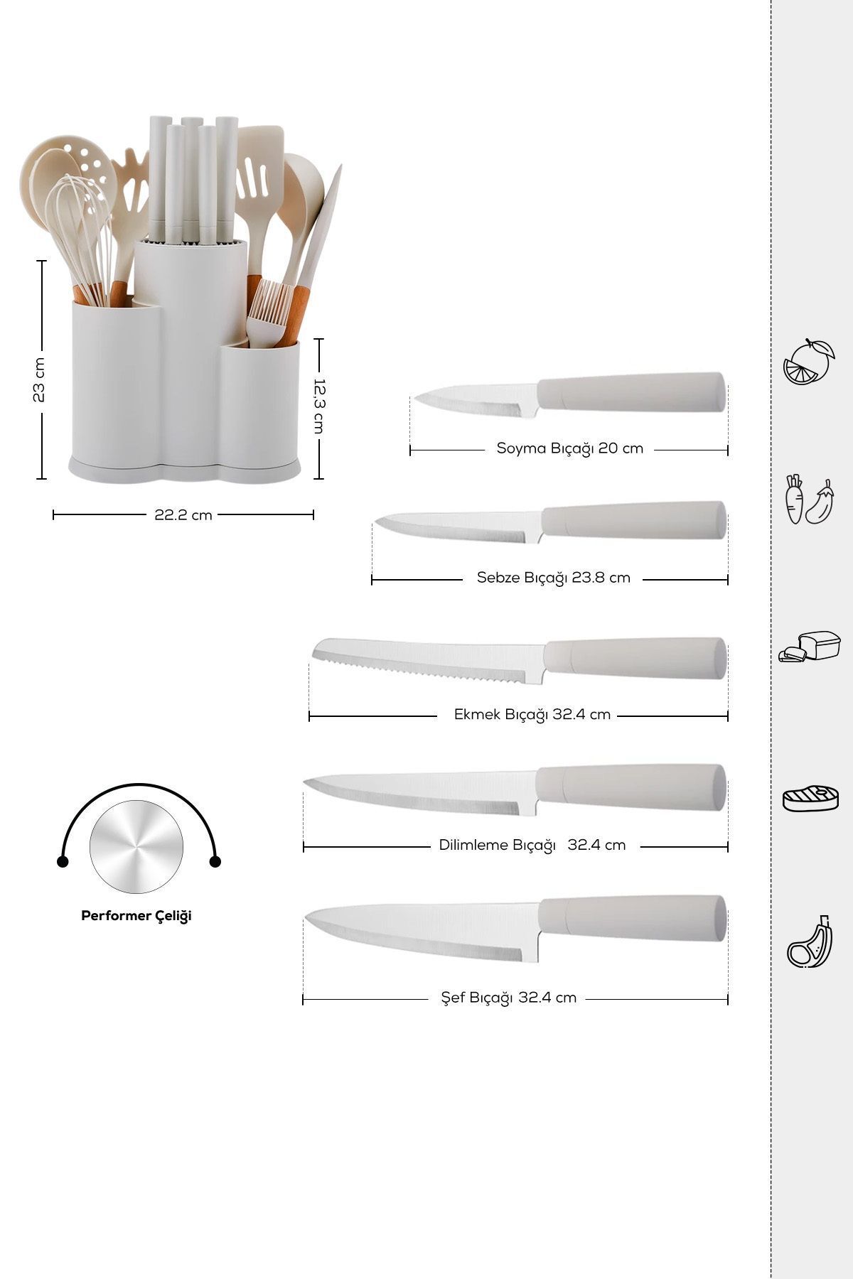 Karaca-Karaca Burby Creme 14-teiliges Messer-Set 4