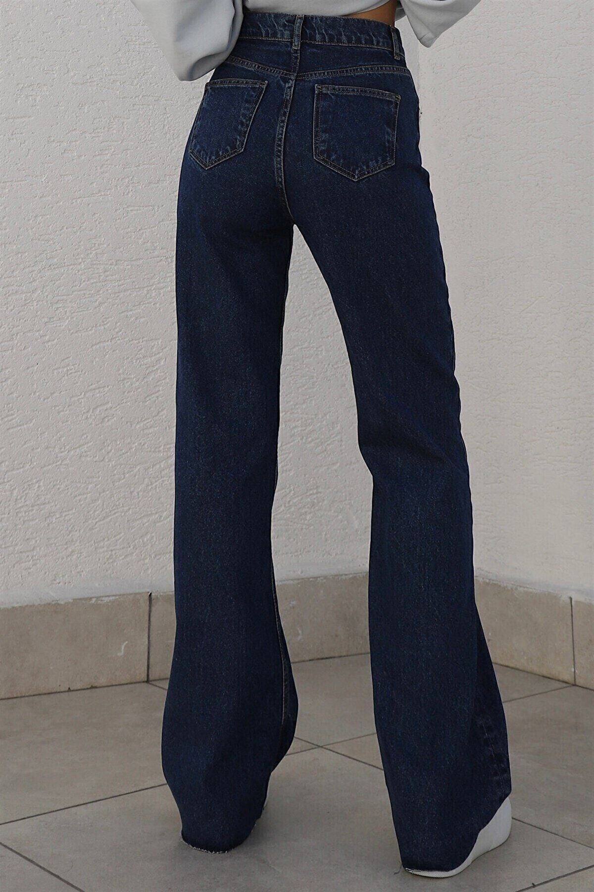 Camelia Gold Ikon 90s Füme Likralı Süper Extra Yüksek Bel Palazzo Salaş Jean Pantolon