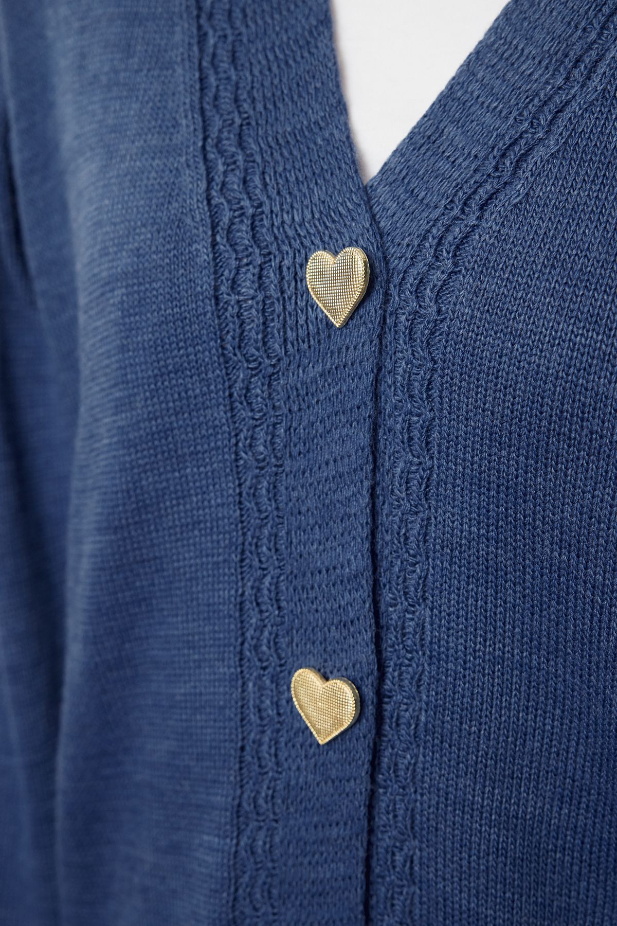 Trendyol Modest-InDigo Knitwear CardDigan - Heart Button, TCTAW25TH00012 4