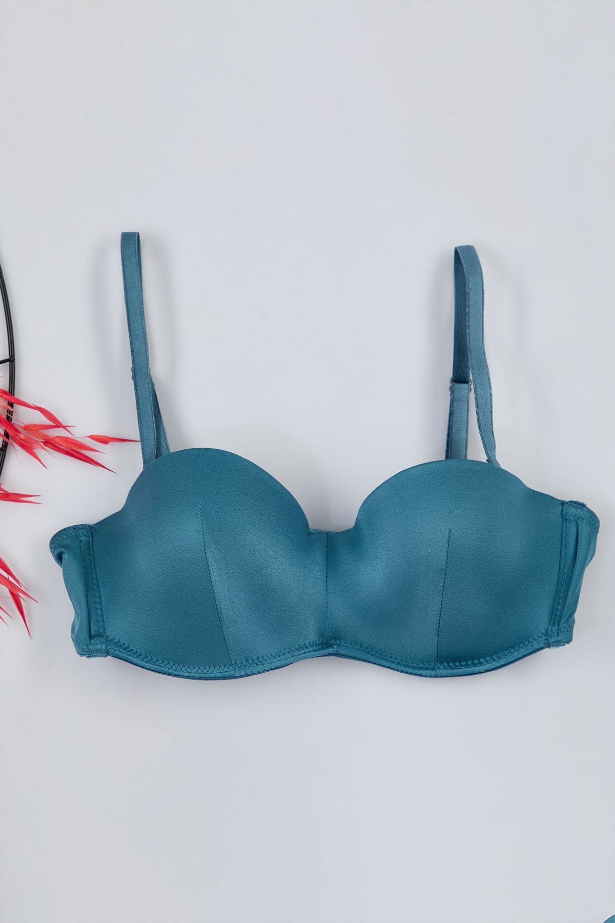 Trendyol Collection-Blauer, gepolsterter/Push-Up-Ganzkörper-Strick-BH ohne Träger mit abnehmbaren Trägern THMAW21SU0059 5