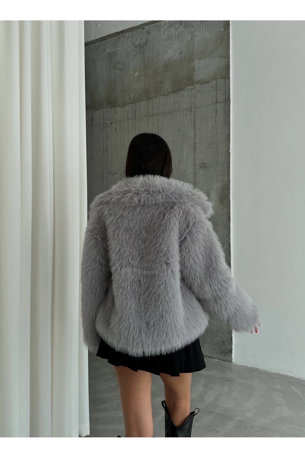 ASEDE-Soft Texture Lined Extra Plump Fur Coat 5
