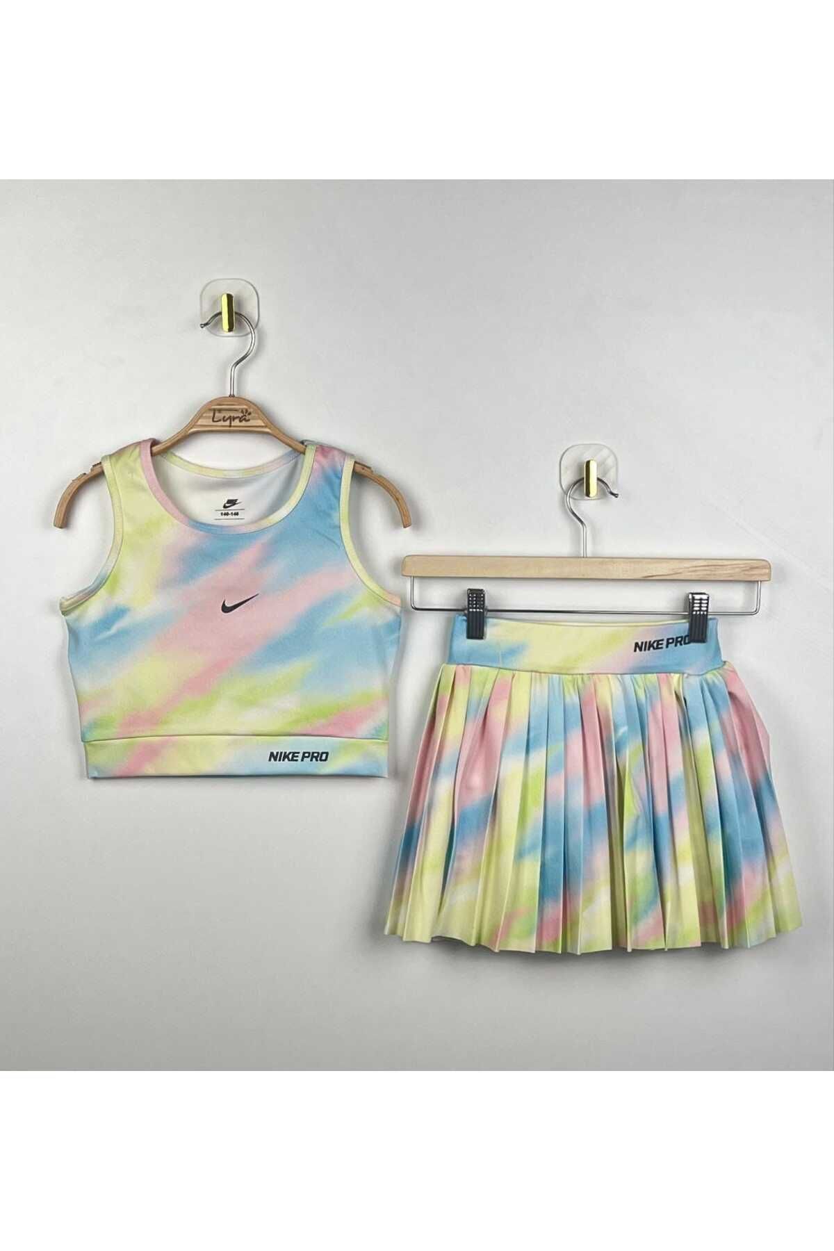 KIZ ÇOCUK CROP ETEKLİ CANLI RENKLER ŞIK TASARIM PİLELİ ETEK İÇ GİYİM BOXER MAYO/MAYOKİNİ