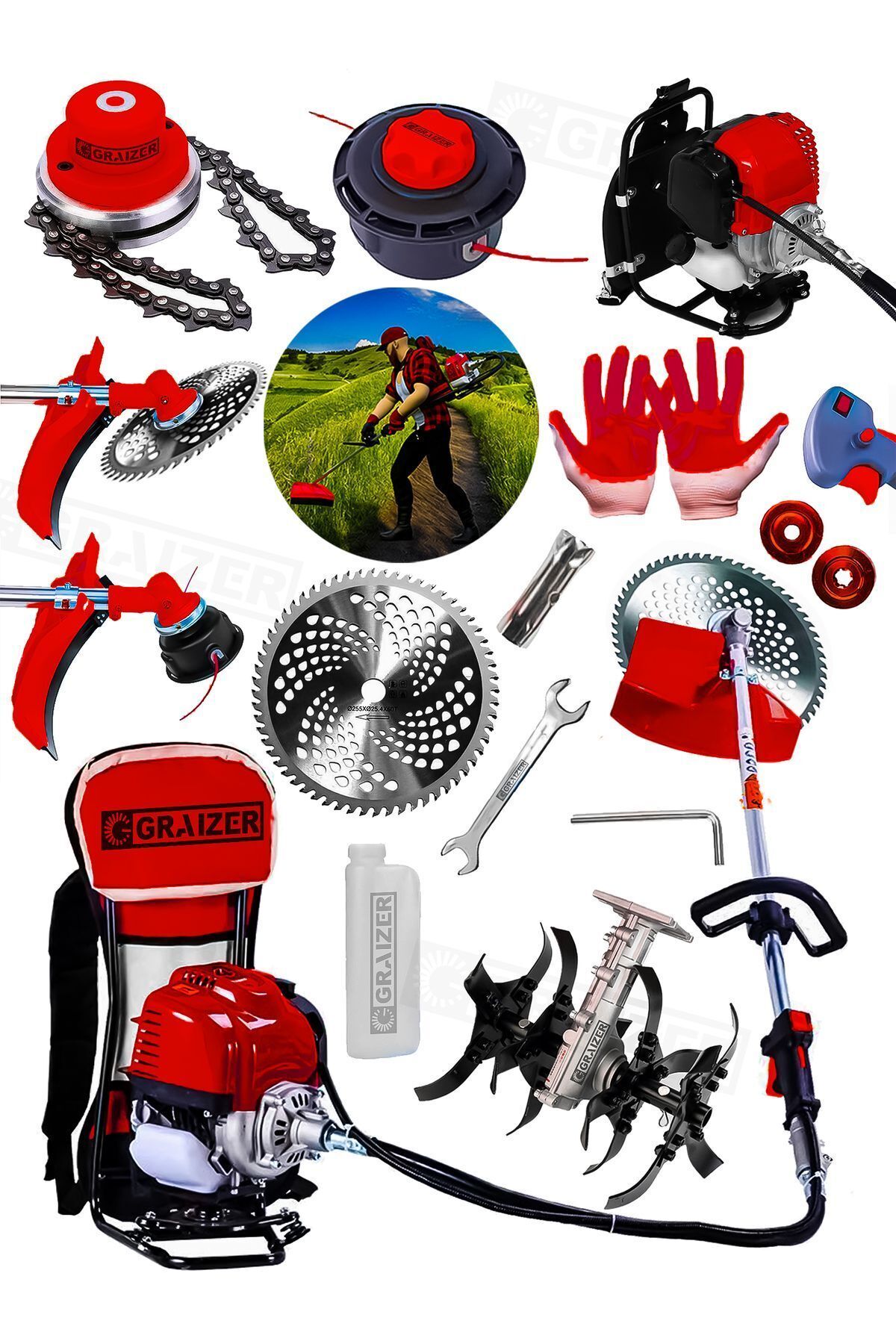 German 20 Hp Back Type Gasoline Engine Weed Bush Scythe Lawn Mower Scythe Anchor Apparatus