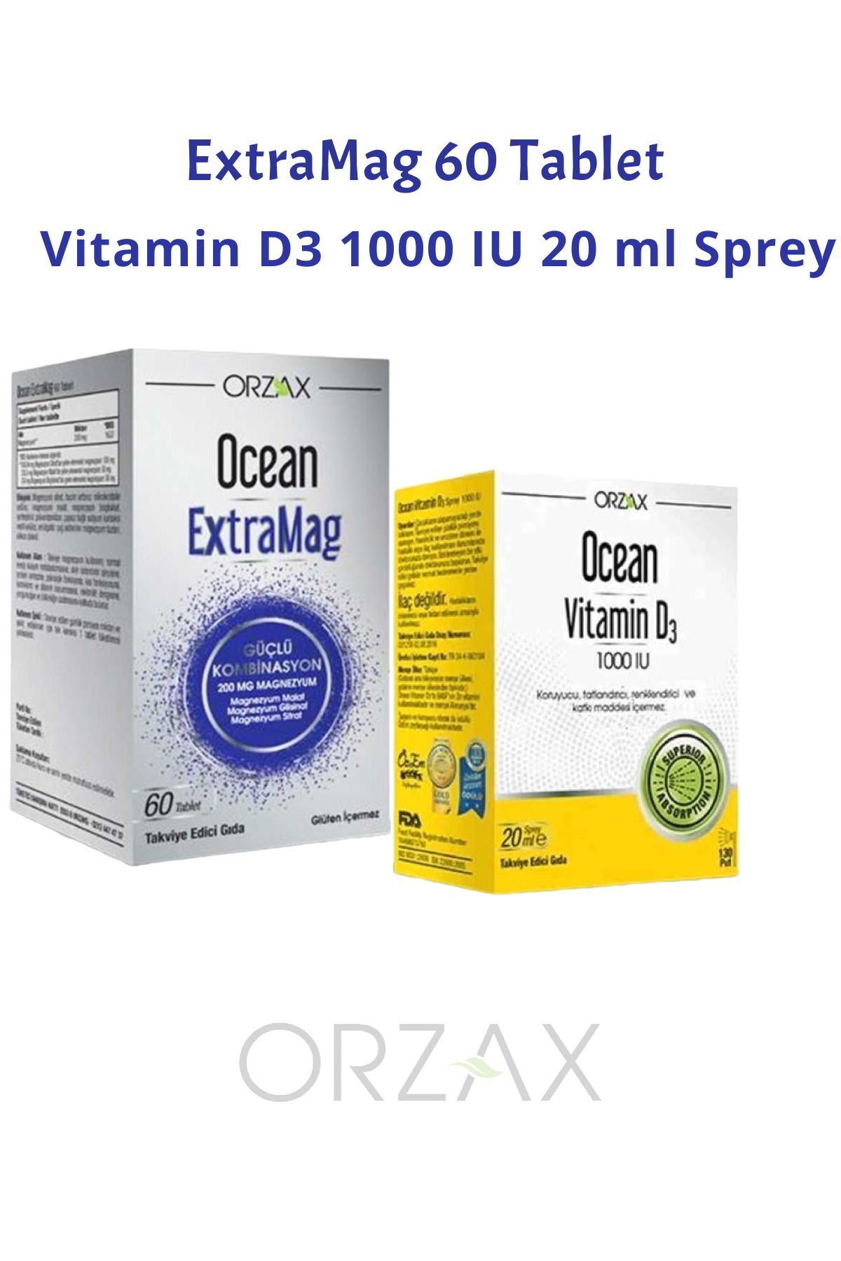 Ocean ExtraMag Üçlü Magnezyum 60 Tablet+ Vitamin D3 1000 IU Oral Sprey ...