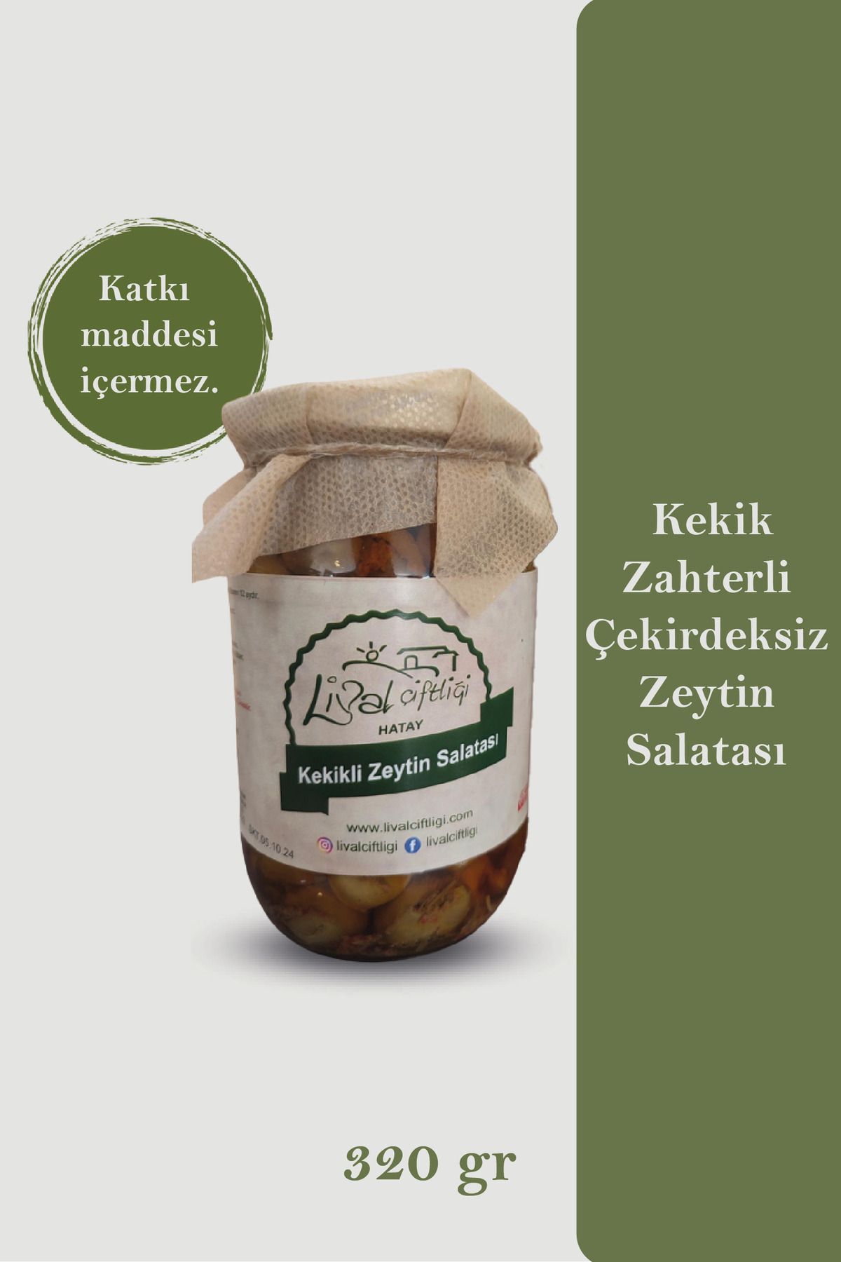 LİVAL ÇİFTLİĞİ Kekik/Zahterli çekirdeksiz Zeytin Salatası 320 gr