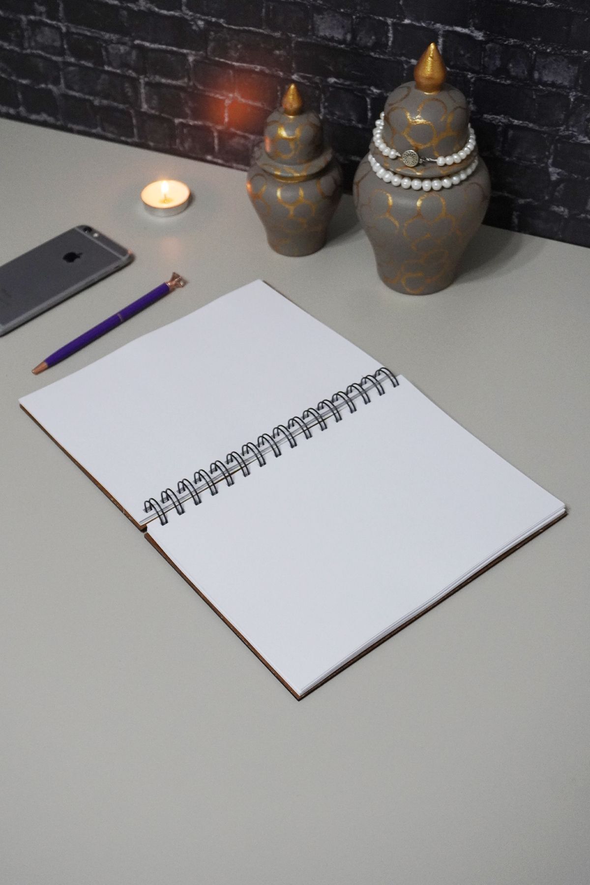 markcat-Istanbul Patterned Wooden Notebook - Notebook - School Notebook - Unlined Notebook - Notebook 6