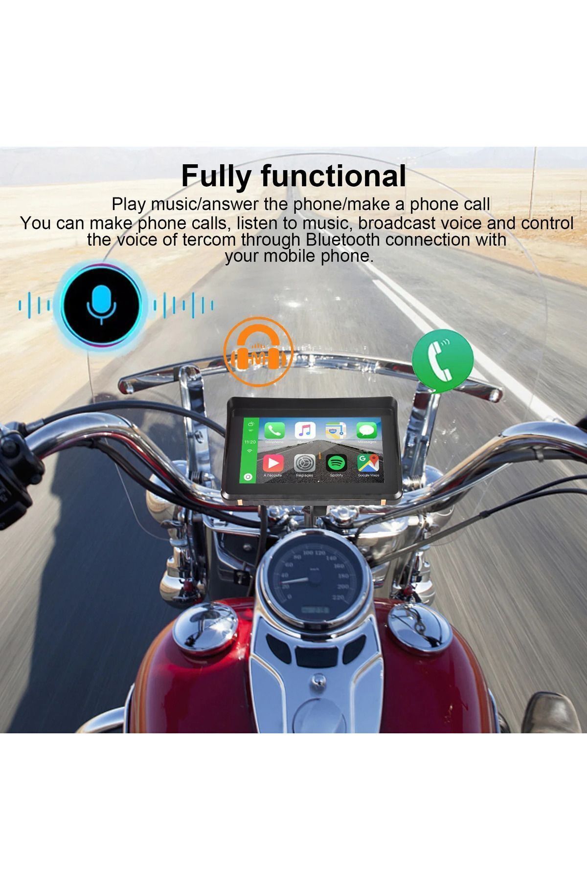 ClasKing Motosiklet için 5 İnç Taşınabilir Dokunmatik Ekran, Kablosuz CarPlay ve Android Otomatik Dokunmatik
