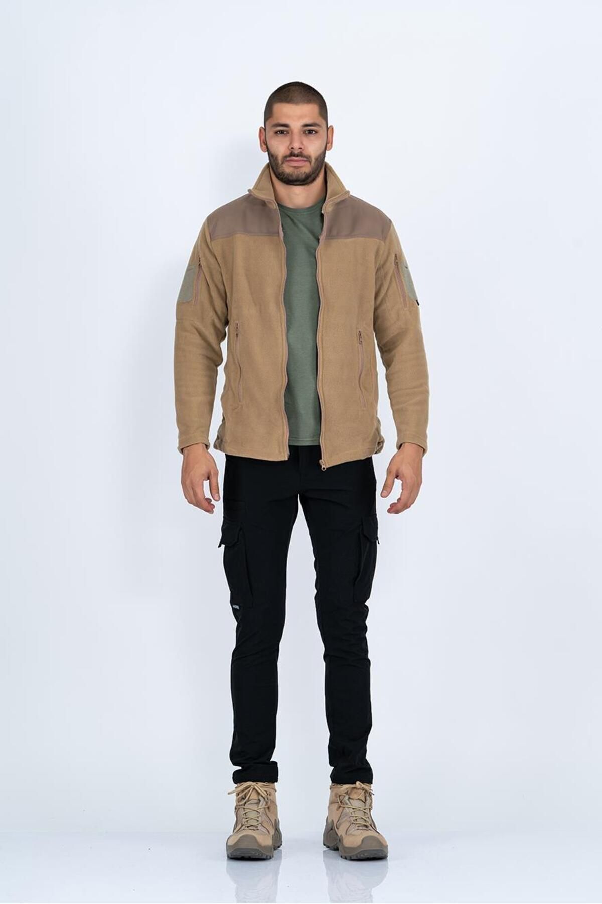 ژاکت کشی  مردانه  بژ  بلوک رنگی Slim Fit/اسلیم فیت    طرح ماهی  | BİKATEX TX8564FBA2740 - تصویر 3