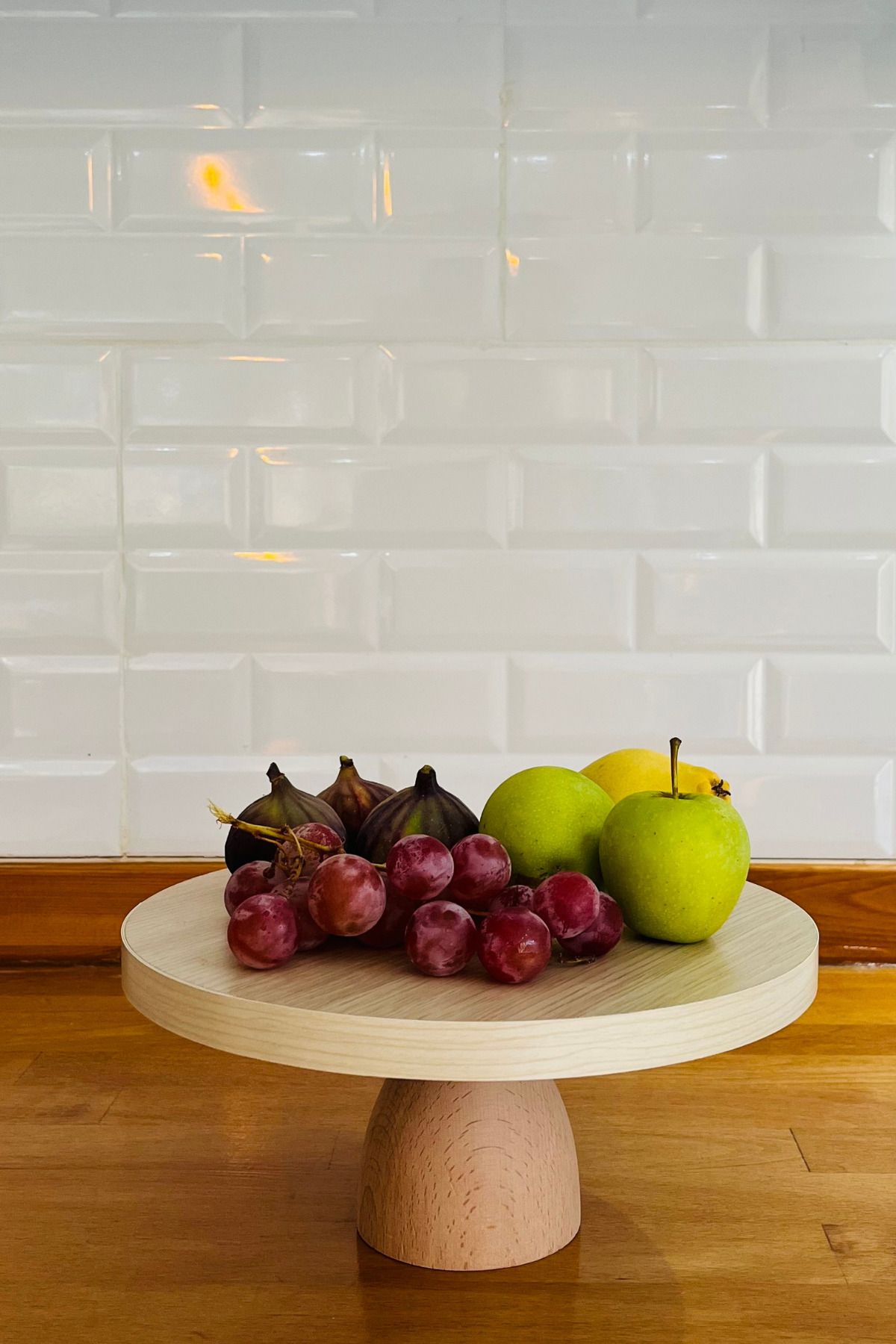 justwood-3-piece Mdf Plate Beech Footed Small Presentation Set 5
