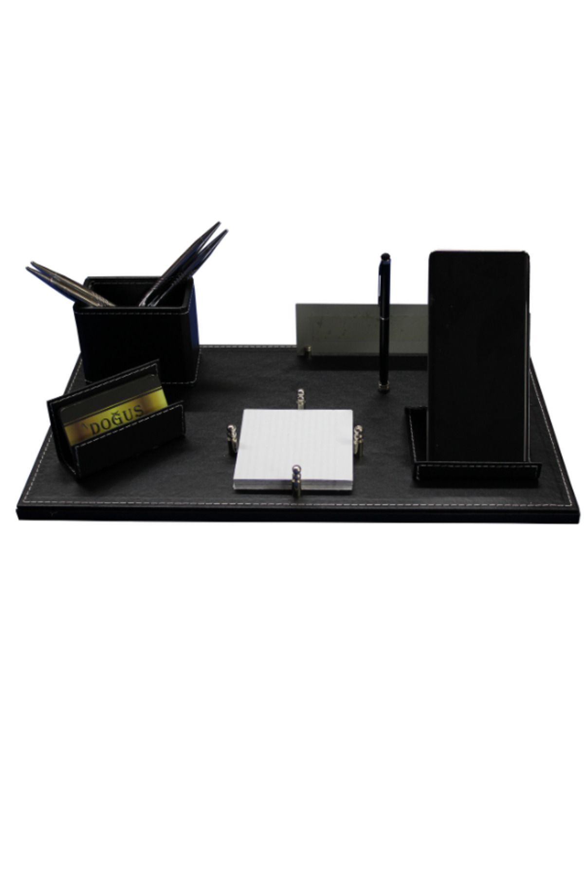 SÜMEN DÜNYASI Safir Siyah Lüks Ofis Masa Üstü Isimlik Kalemlik Masa Isimliği Kişiye Özel