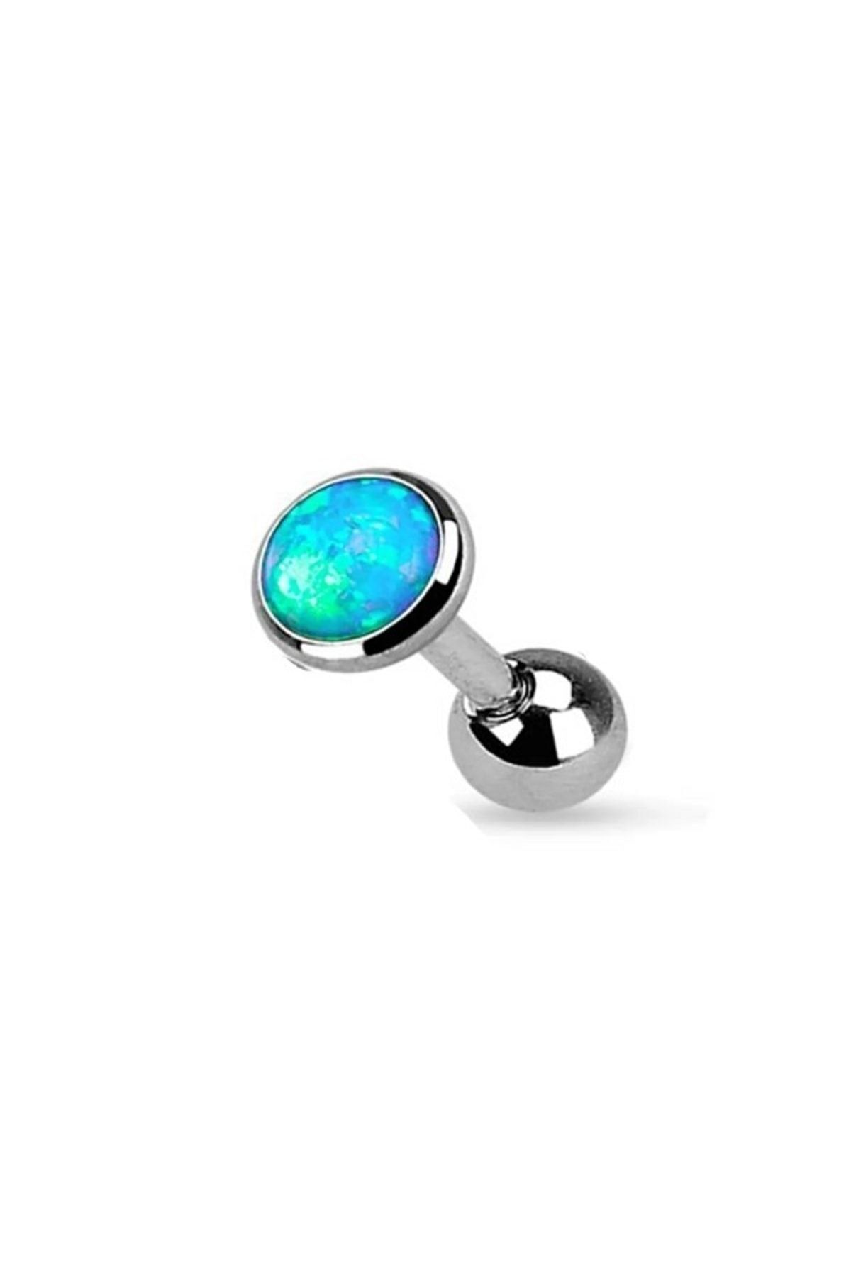 Turquoise Opal Stone Surgical Steel Tragus Helix Piercing Earrings One 6 Mm