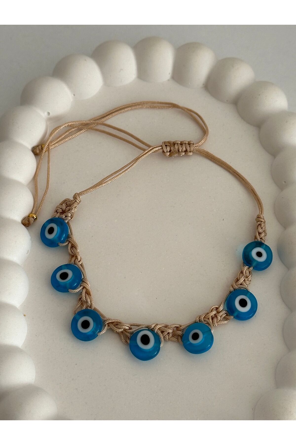 Brillo İpli Nazar Boncuklu Halhal Veya Bileklik Olarak Ayarlanabilir