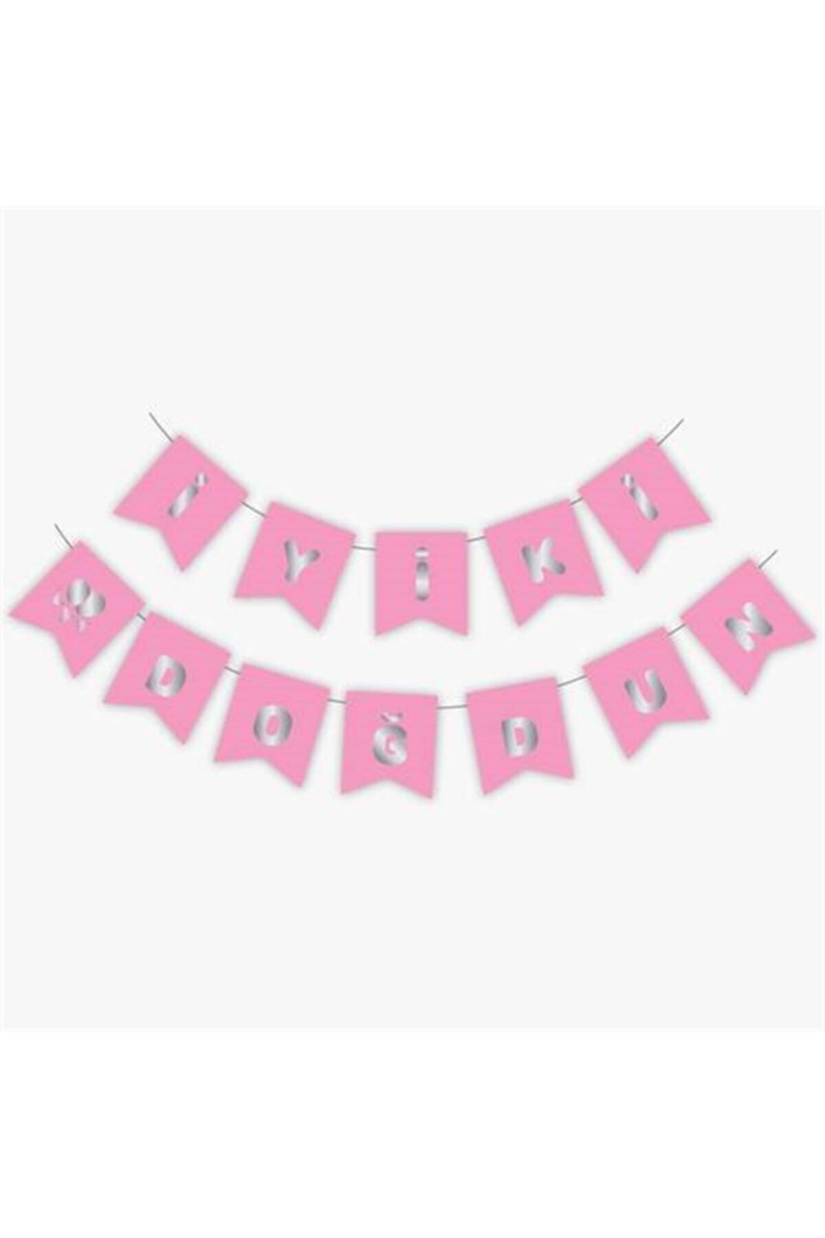 Genel Markalar Mini Party Store Pembe Gümüş Iyi Ki Doğdun Yaldızlı Banner