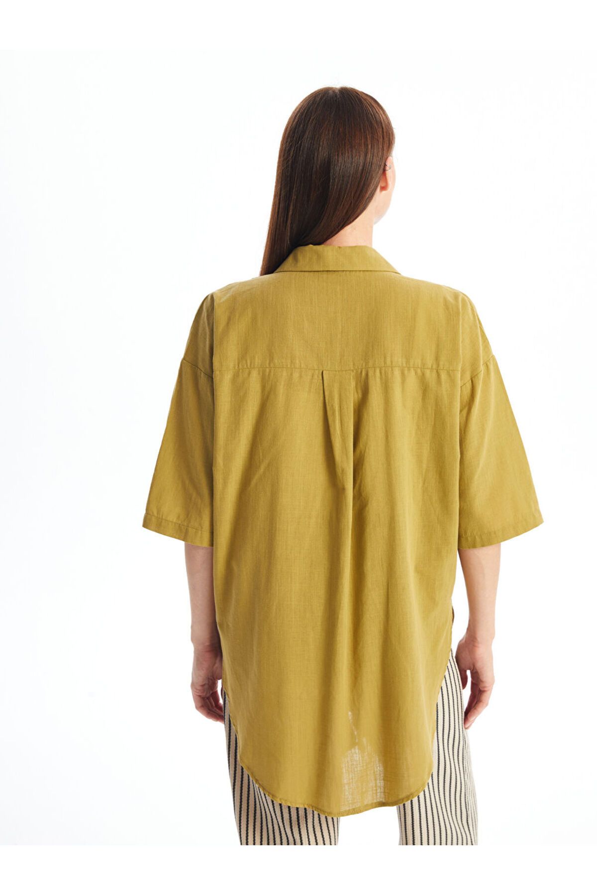 Şal Yaka Düz Oversize Keten Görünümlü Kadın Kimono
