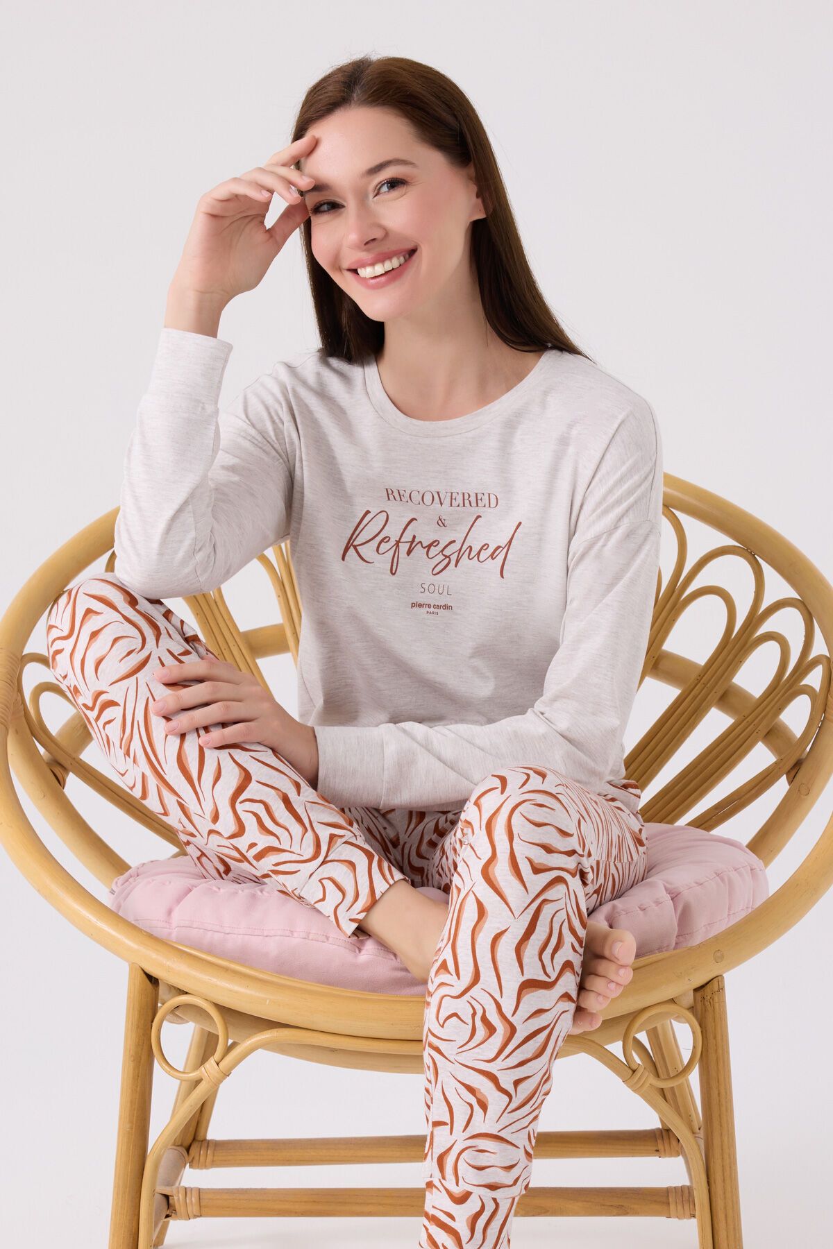 Pierre Cardin-Set pijama cu mânecă lungă gri pentru femei 3