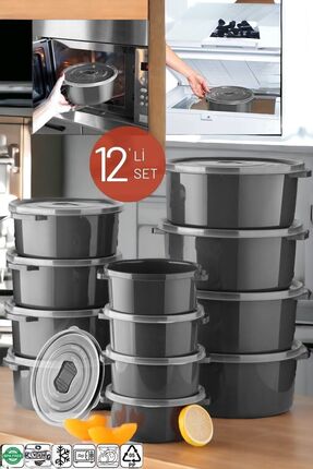 NY HOME Mikrodalga Ve Difrizde Kullanılabilen Saklama Kabı Seti Yuvarlak 12'l...