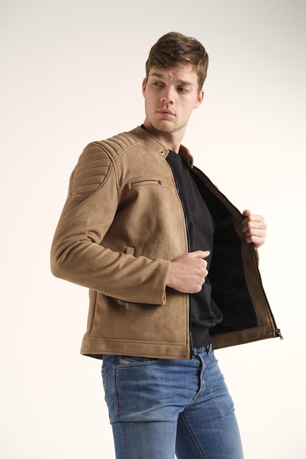 Mero Life-Ανδρικό τζάκετ Vizyon Slim Fit Suede 4