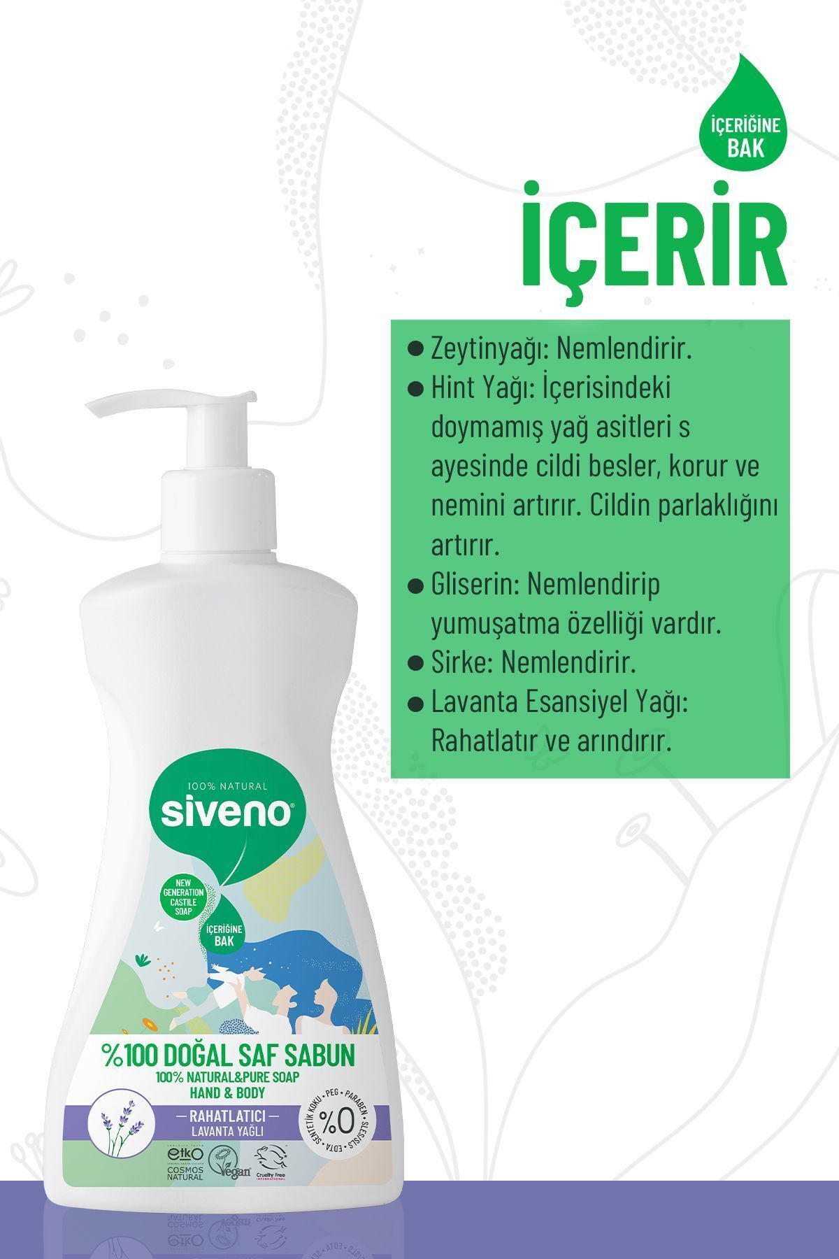 صابون مایع 100 ٪ طبیعی آب اسطوخودوس روغن مرطوب کننده تصفیه گیاه گیاهی 300 میل Siveno