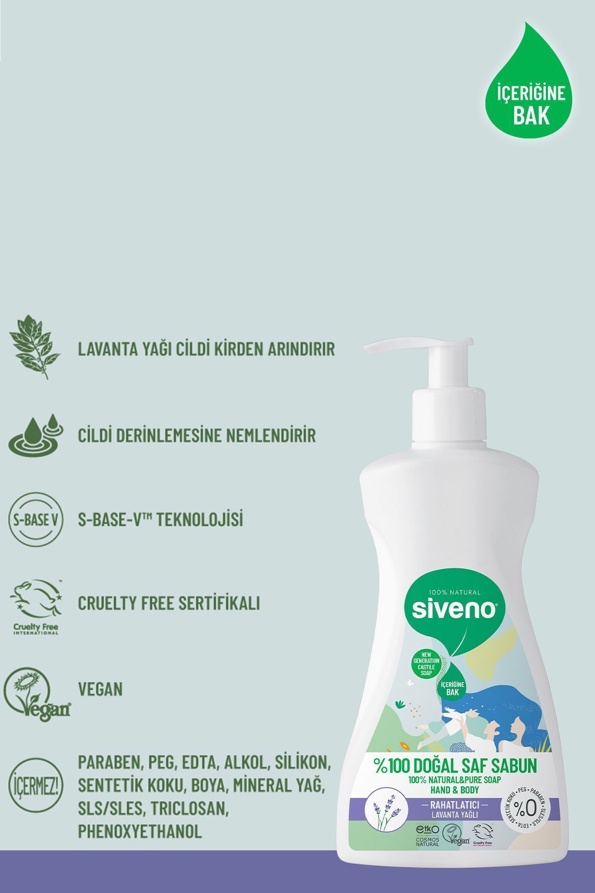 صابون مایع 100 ٪ طبیعی آب اسطوخودوس روغن مرطوب کننده تصفیه گیاه گیاهی 300 میل Siveno