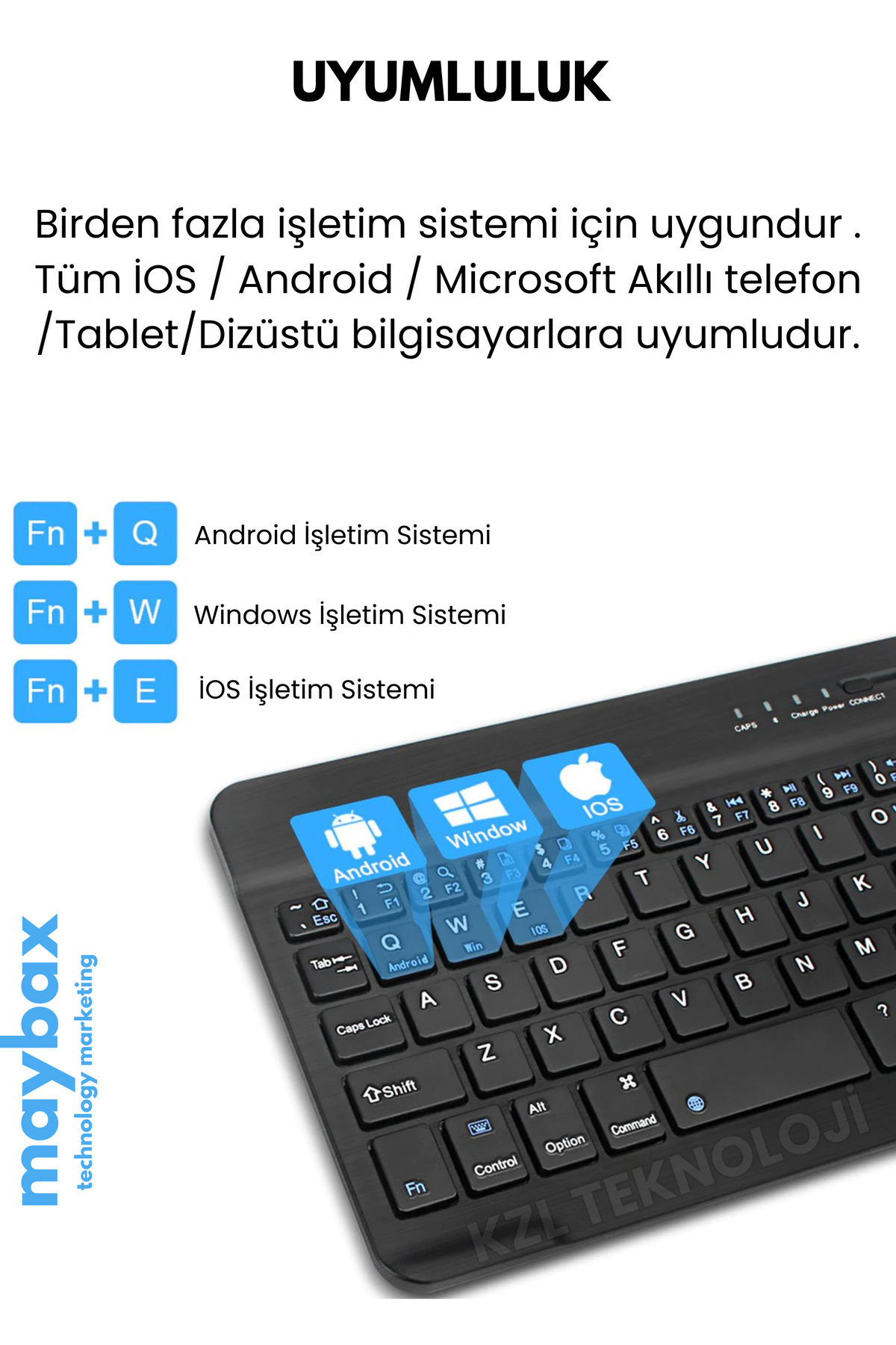 Tüm Cihazlara Uyumlu Akıllı Taşınabilir Şarjlı Kablosuz Bluetooth & Wireless  Klavye Mouse Seti 5