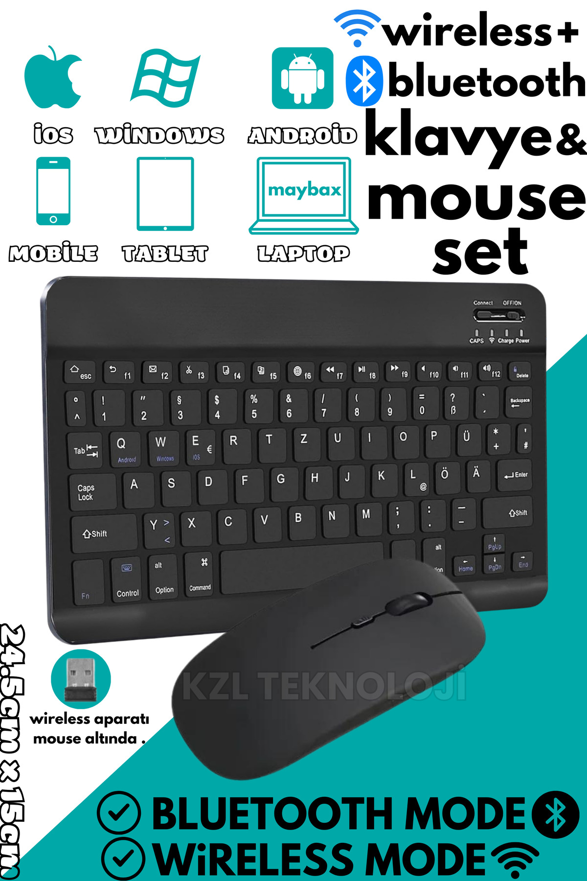 Mouse Seti Maybax Tüm Cihazlara Uyumlu Akıllı Taşınabilir Şarjlı Kablosuz ...