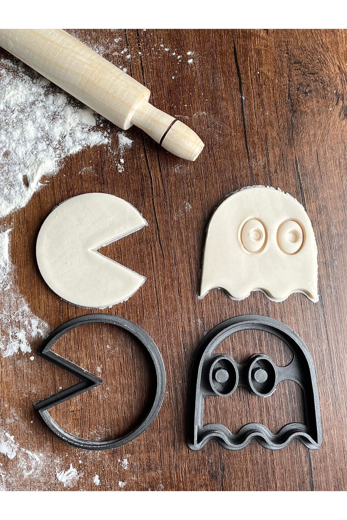 Dummy13-Pac-Man and Ghost 2-Piece Set Cookie Mold Cookie Shaper Cookie Cutter 2