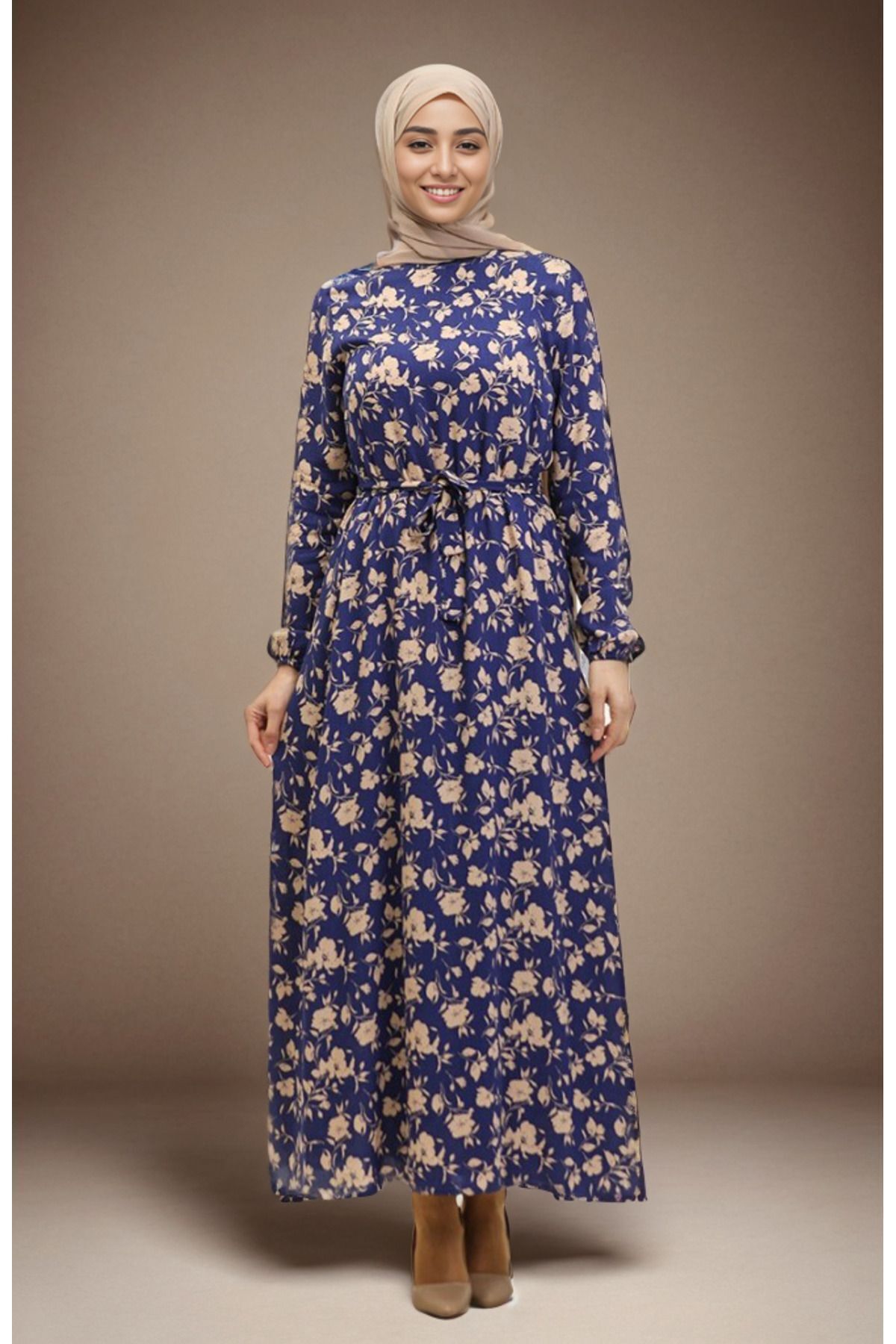 Flower Patterned Viscose Dress