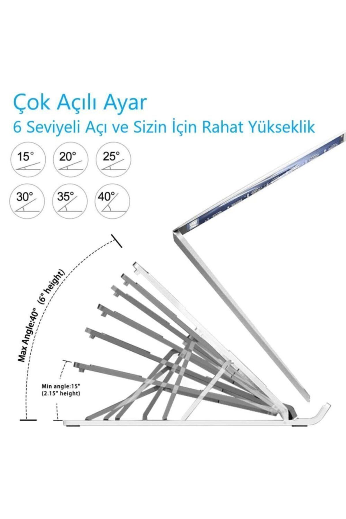 6-level Ayarlanabilir Dizüstü Standı Taşınabilir Alüminyum 3