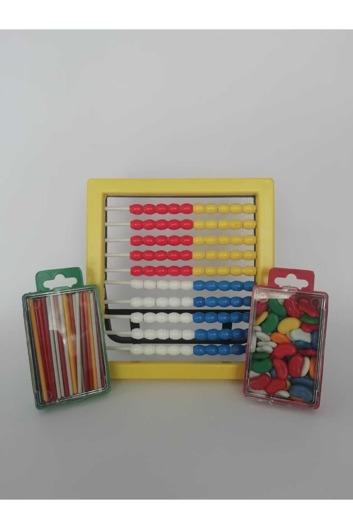 EMİR KIRTASİYE-LUXUS HARD PLASTIC COUNT BEADS-ABACUS+COUNTING STICKS+FASULES SET OF 3 2