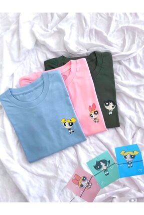 Vordevia 3'lü Powerpuff Girls Arkadaş Kombini Best Friends Tshirt