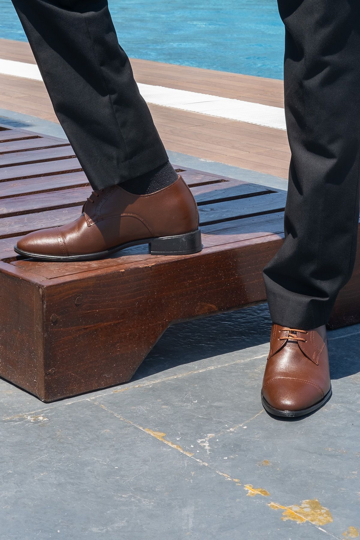 Elevold-7/ 9 Cm Height Increasing Hidden Heels Handmade Brown Oxford Model Men's Shoes Groom's Shoes 5