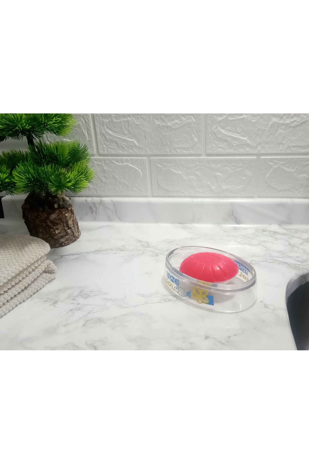 Bosphorus-Sea Patterned Soap Dish Acrylic Bathroom Set - 13X7X3Cm 2