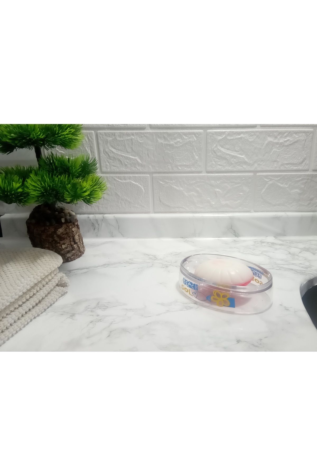 Bosphorus-Sea Patterned Soap Dish Acrylic Bathroom Set - 13X7X3Cm 3