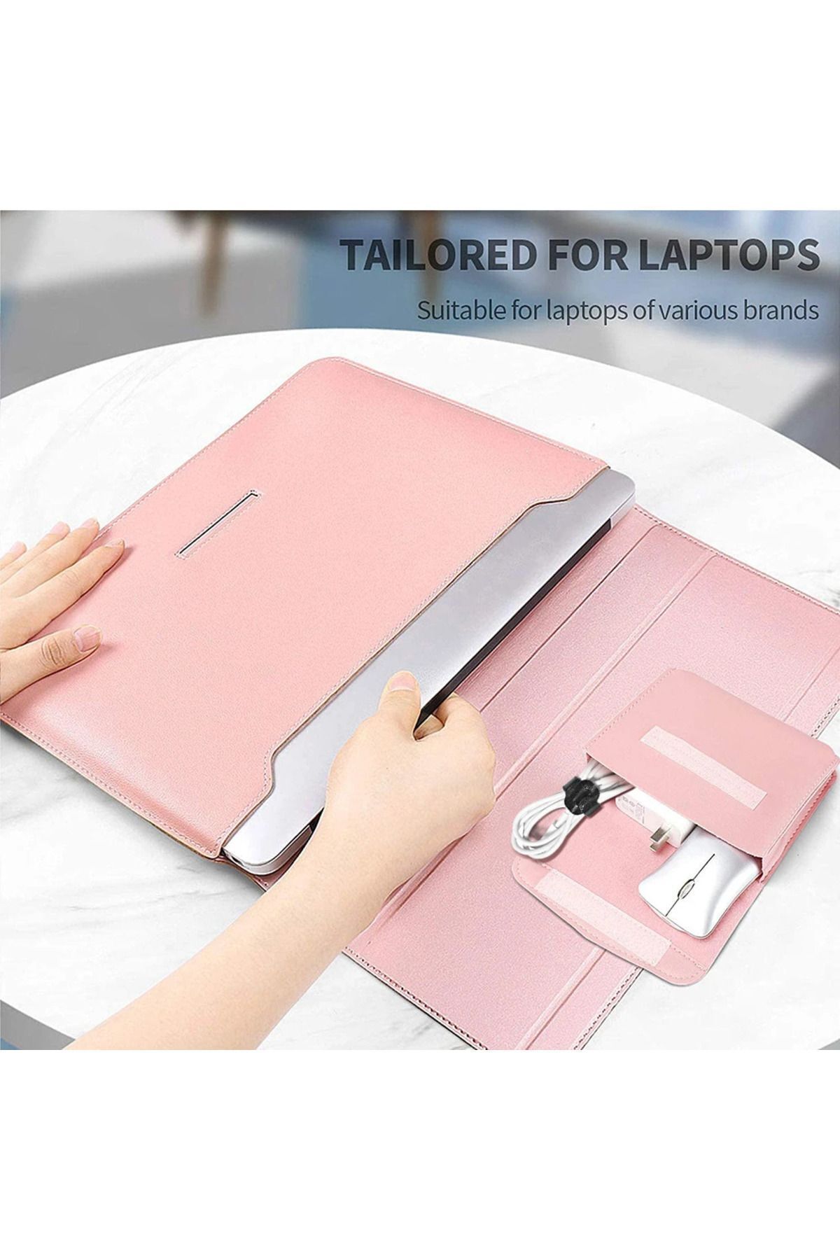 TEKNETSTORE-ماك بوك برو 14 بوصة - M3/M3 Pro/M3 Max A2992 حقيبة جلدية بحامل مغناطيسي 5