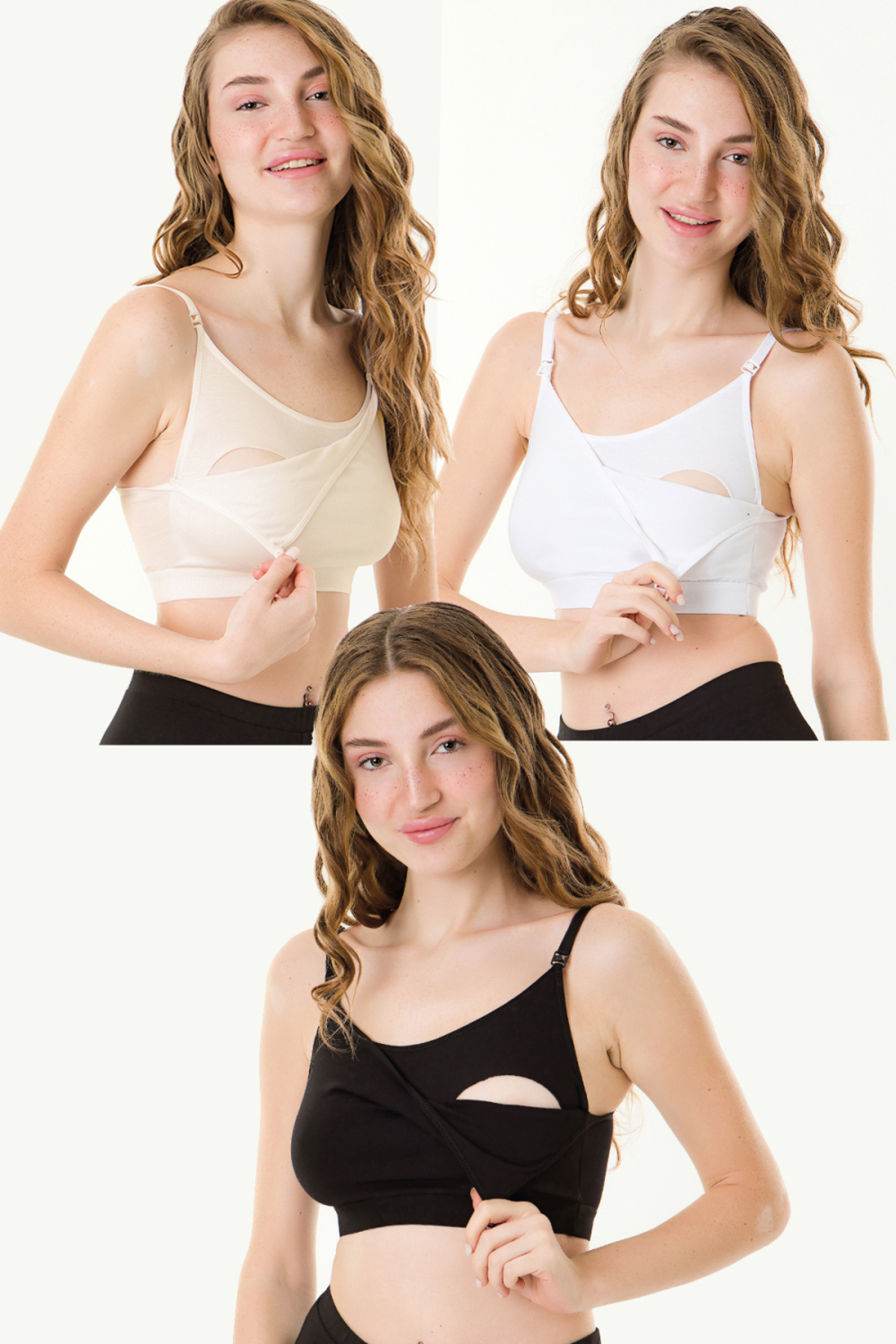 par lingerie pl EMZİRME YARIM ATLET SETİ 3LÜ HG0121 SİYAH-BEYAZ-TEN