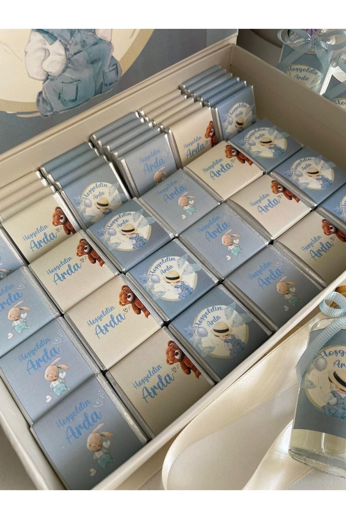 Minemiss Tasarım Kutulu Isme Özel Tasarımlı 60 Adet Kız Bebek Çikolatası Ve 25 Adet Kolonya Dogum-hediyelik-cinsiyet fotoğrafı 2 (önizleme)