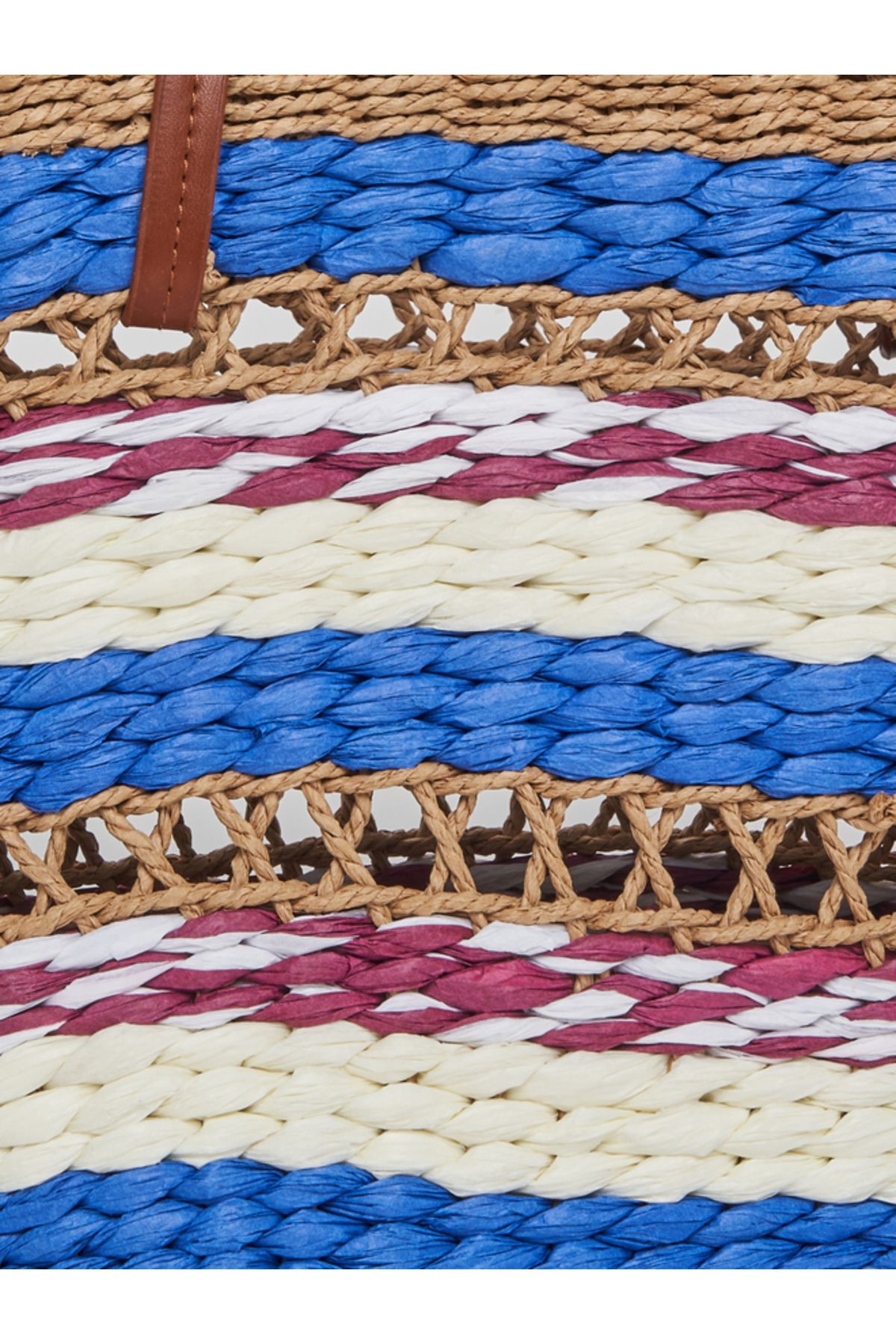 Styli-Raffia Color Block Open Shoulder Bag 6