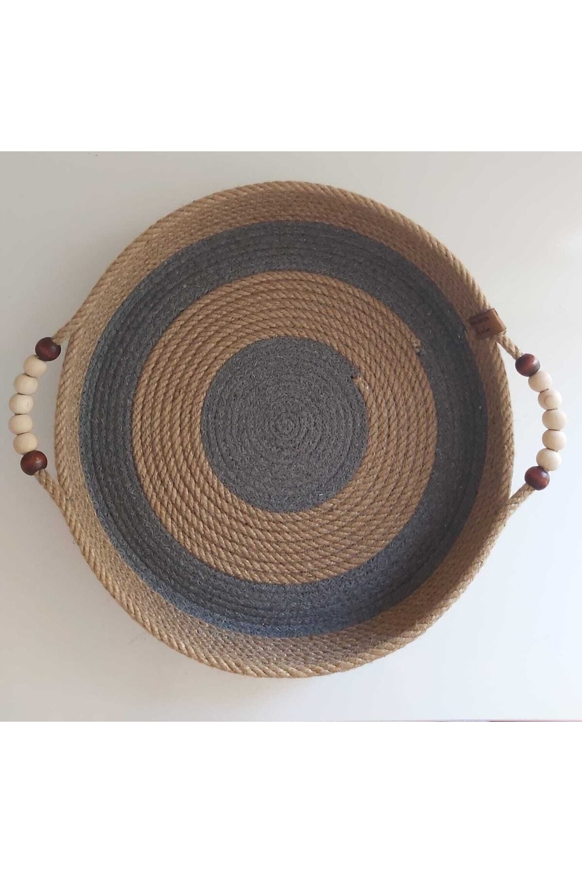 Wicker Basket Beaded Wicker Basket Organizer Organizer Kitchen Presentation Fashion (Wicker Grey) - 30x6cm