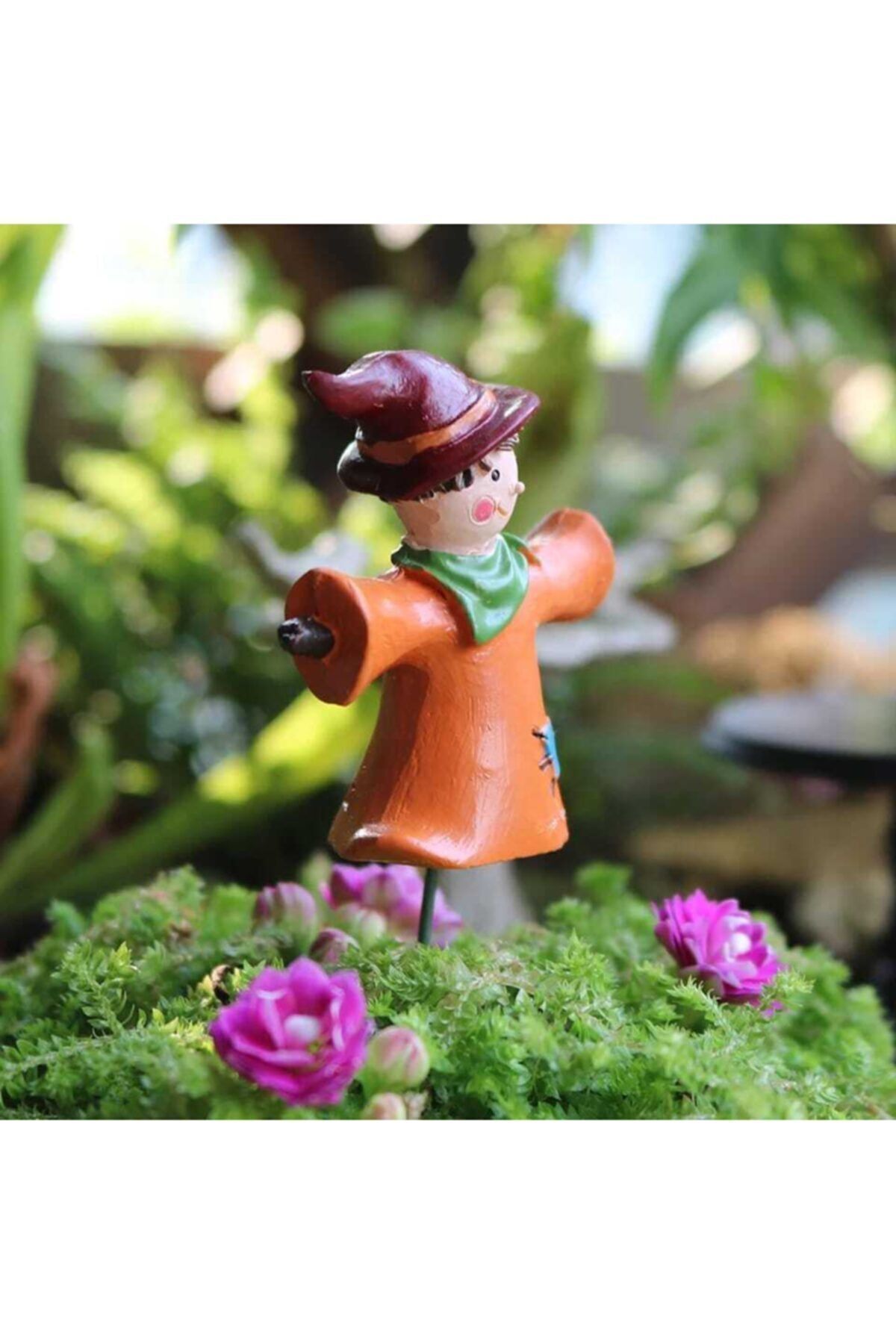 Cadı Şapkalı Korkuluk Teraryum Obje Minyatür Obje Teraryum Aksesuar Saksı Süsü