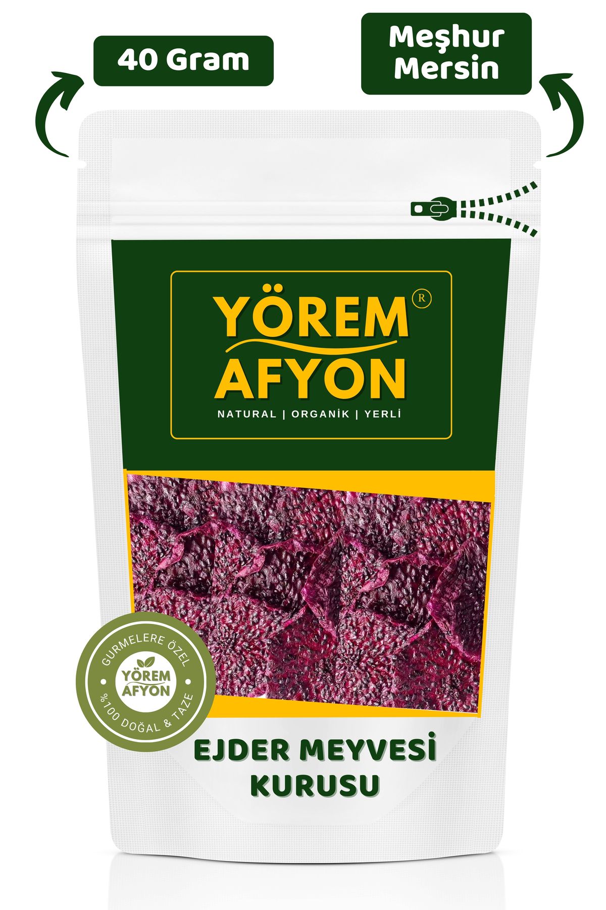 Yörem Afyon Diyet Dostu Glütensiz Besin Değerleri Korunarak Kurutulmuş Kırmızı Ejder Meyvesi | 40Gr.