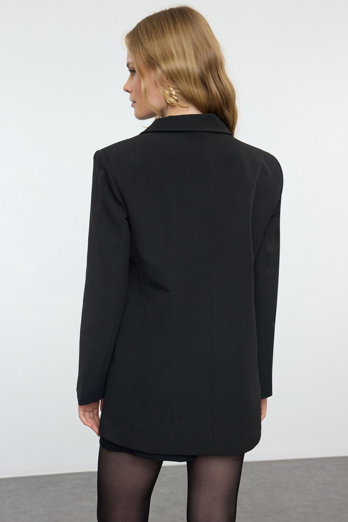 Trendyol Collection-Schwarzer Oversize-Blazer mit Herzmuster - Geknöpft, Twoaw25bc00003 5