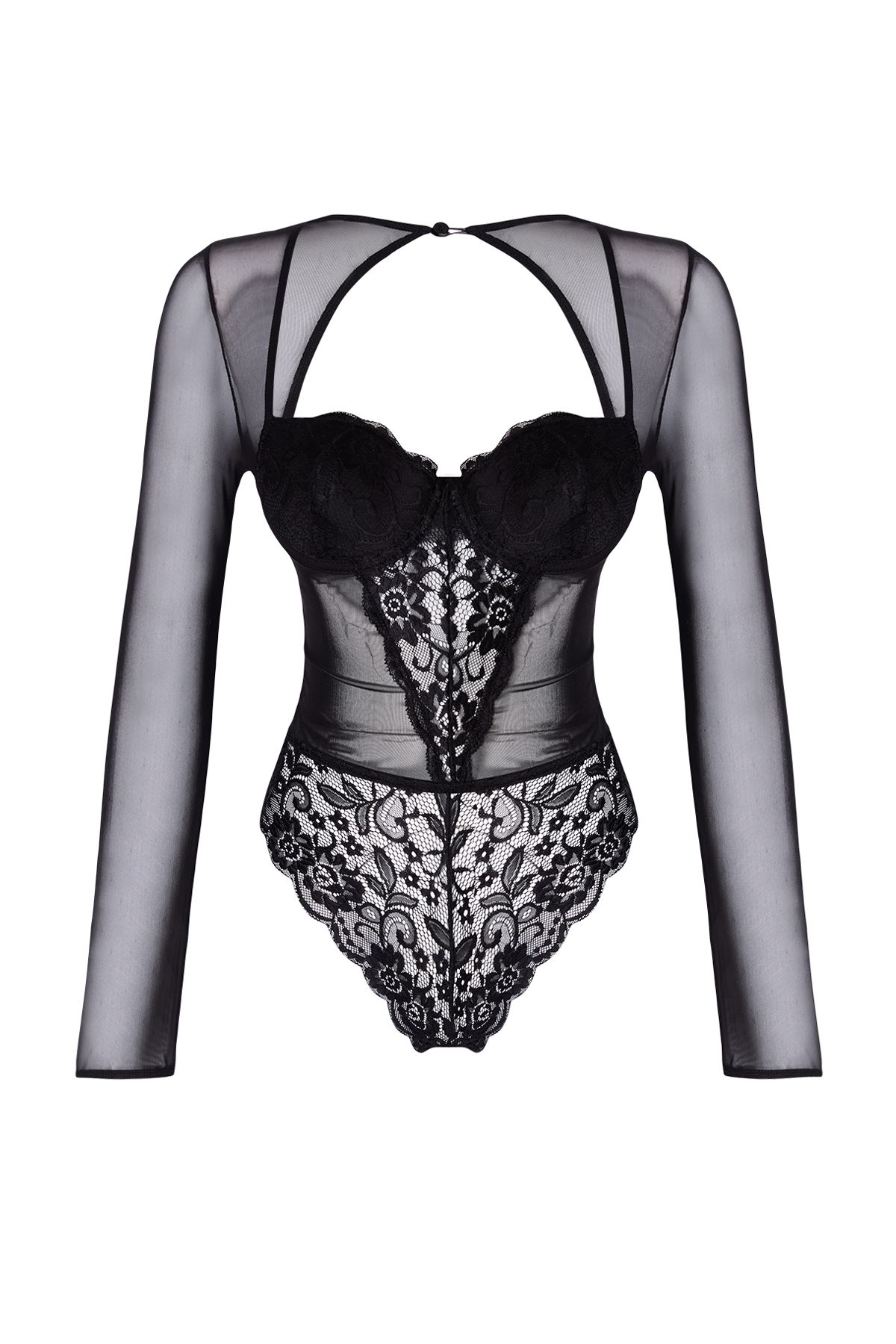 Trendyol Collection-Gestrickter Body mit schwarzem Spitzenausschnitt/Fensterdetail THMAW25BD00003 2