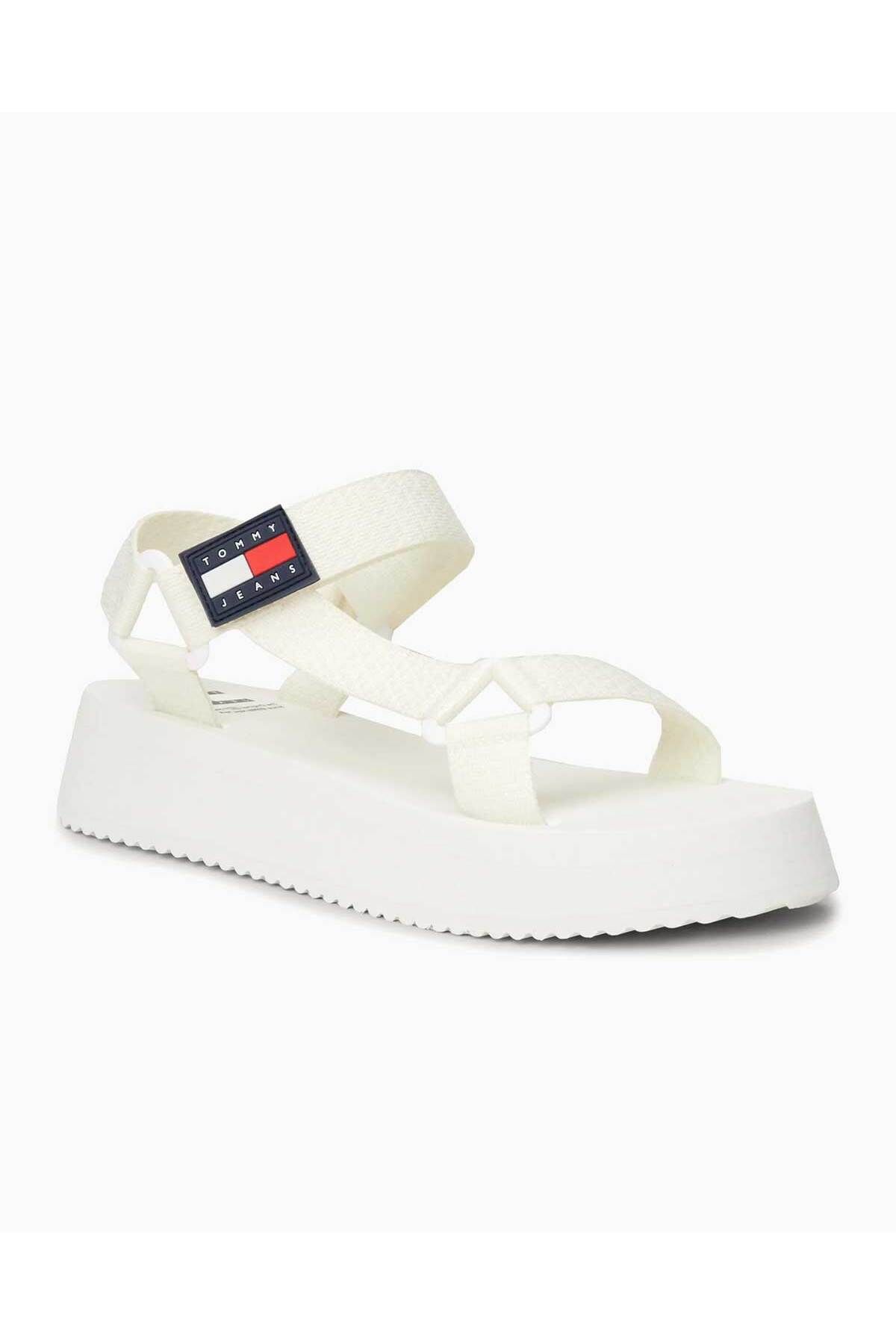 صندل سفید زنانه های en0en02466ybl اورجینال Tommy Hilfiger
