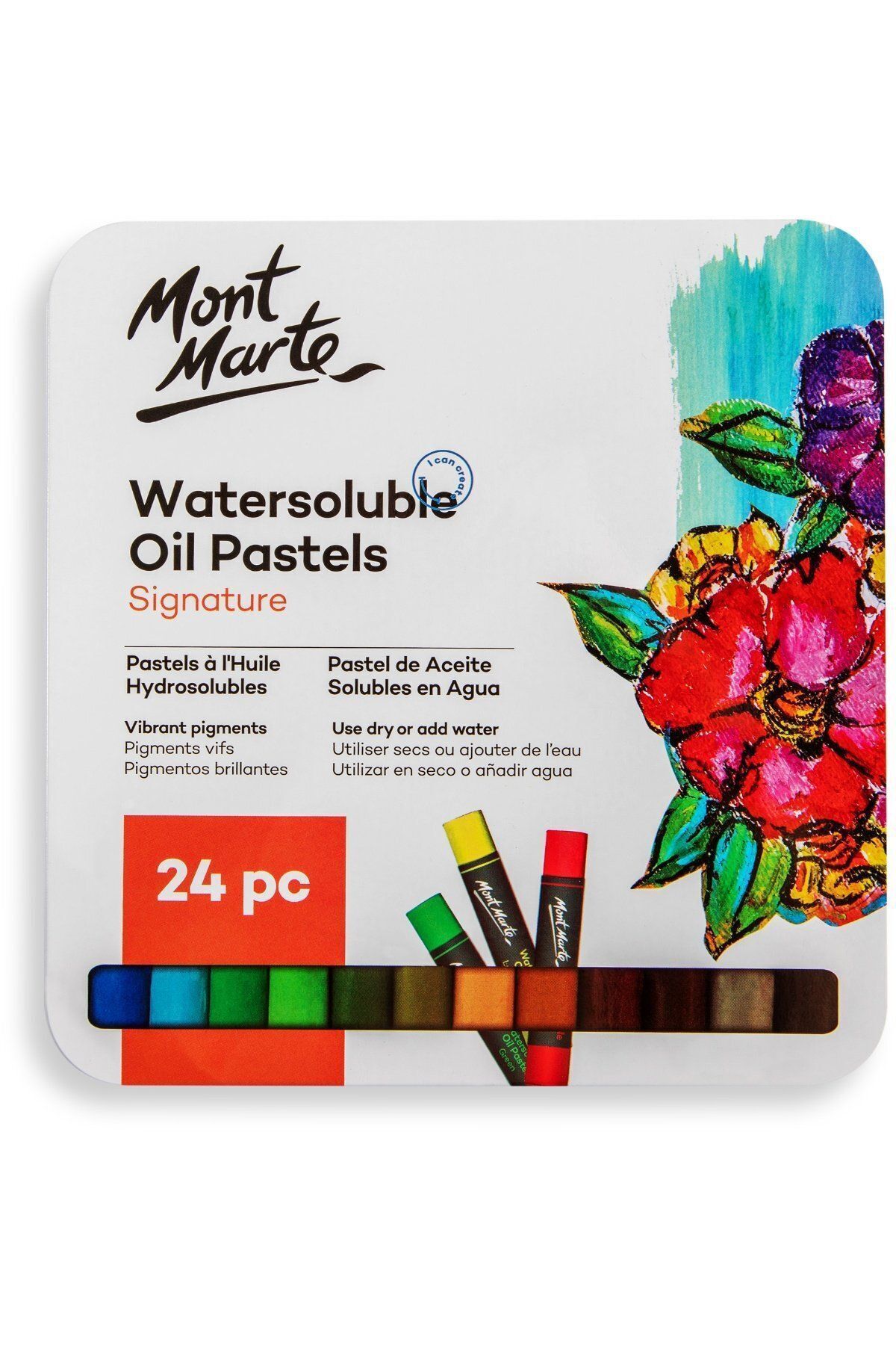 Mont Marte MM Suda Çözünür Yağlı Pastel 24'lü Teneke Kutuda Signature