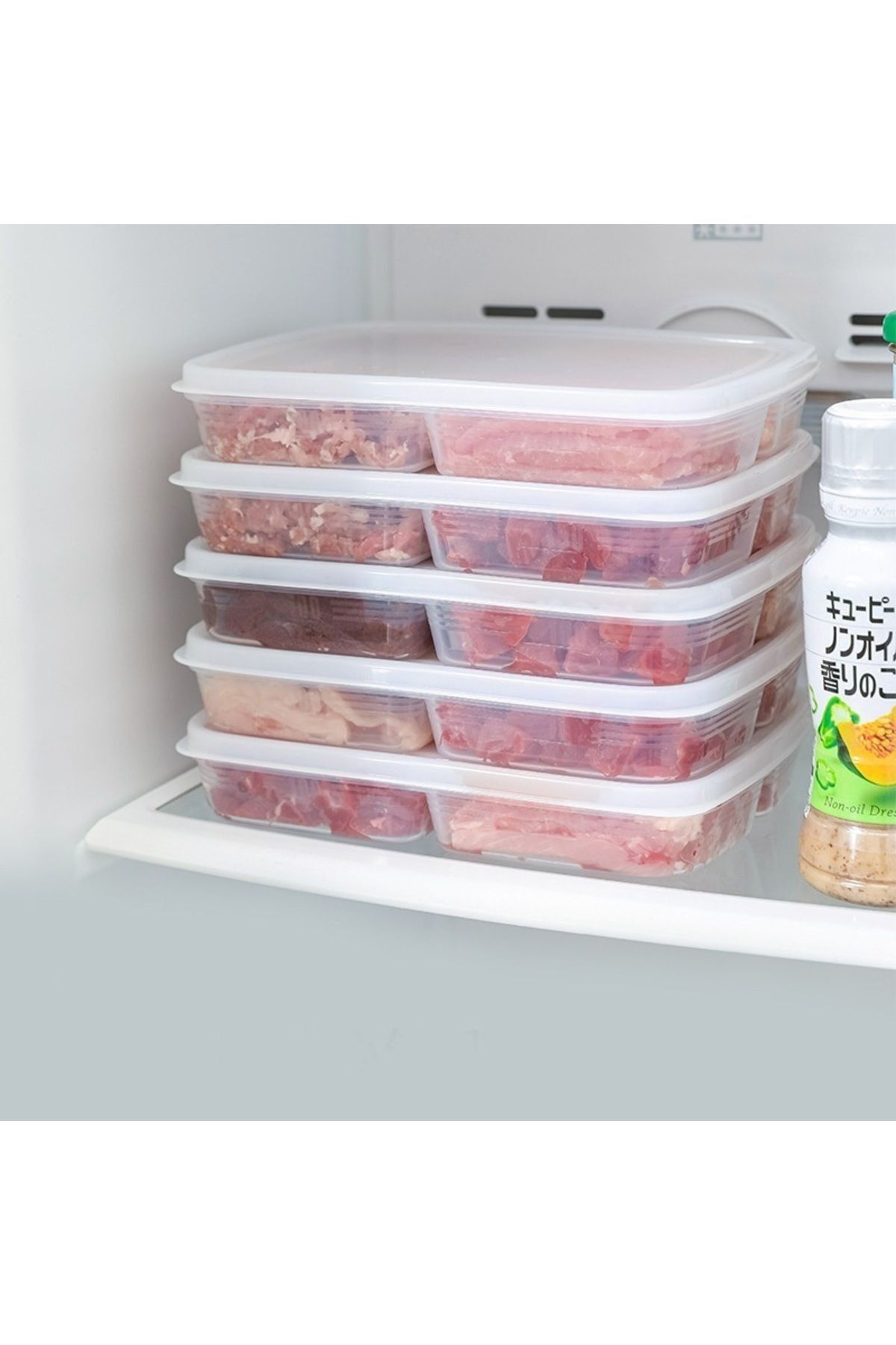 KRM HOME-400 ml Frozen Mini Food Container - 8 Pieces Meat and Vegetable Organizer, 4 Compartments 3