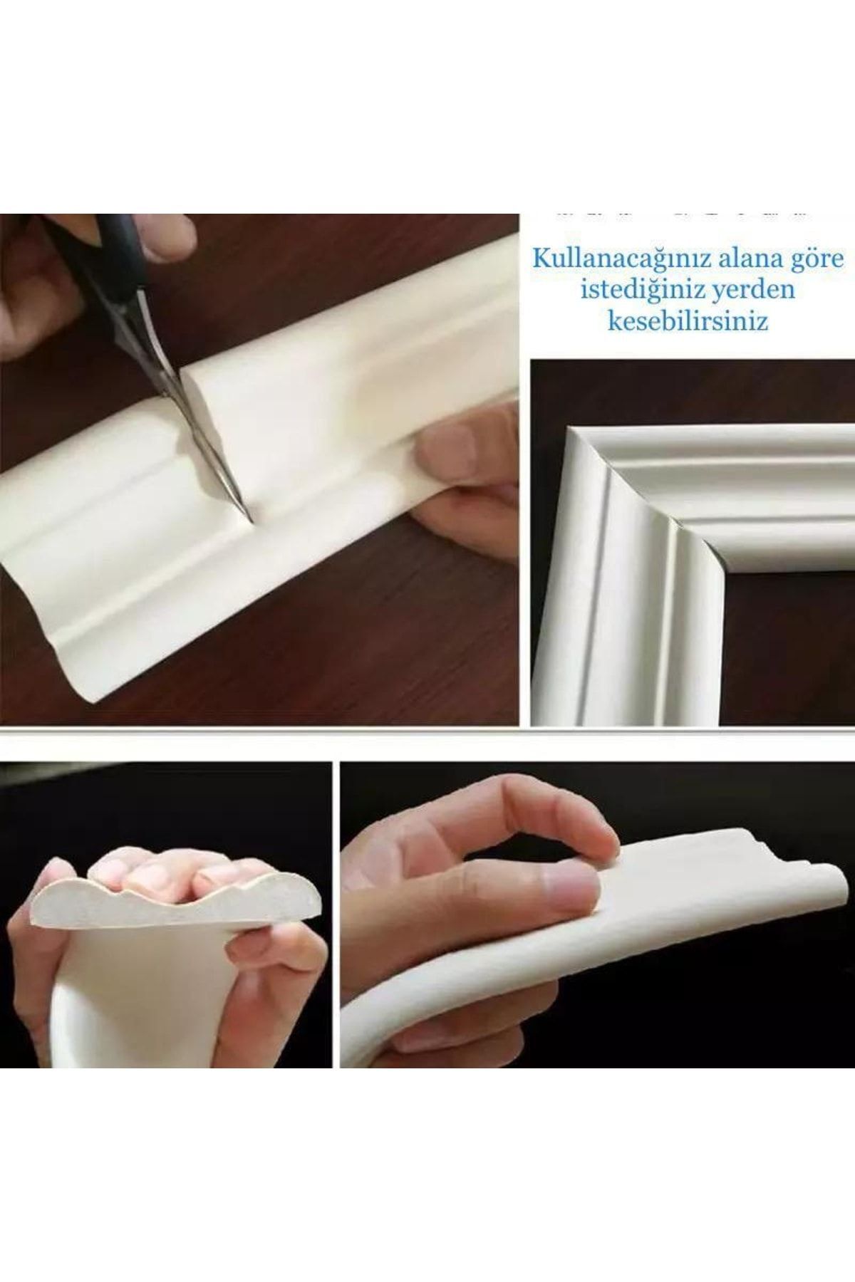 8x110 Cm Beyaz Esnek Duvar Çıtası Dekoratif Yapışkanlı Çerçeve Süpürgelik